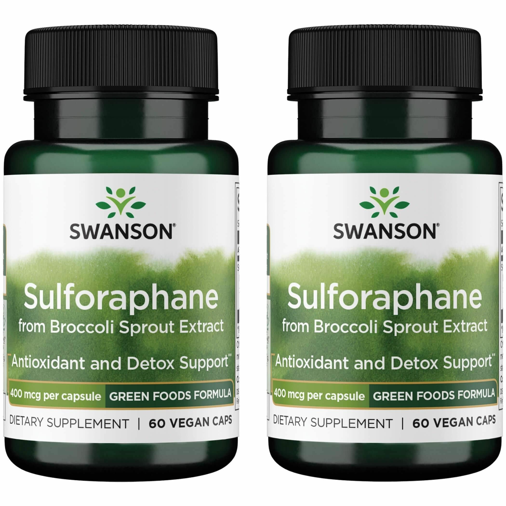 Swanson Sulforaphane - Broccoli Sprout Extract for Liver & GI Health | 0.4% Sulforaphane | 60 Veggie Caps (2 Pack)