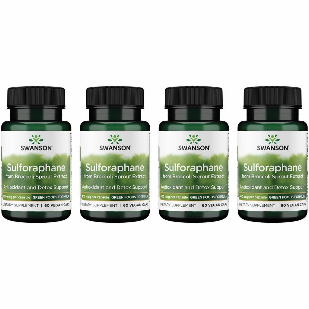 Swanson Sulforaphane - Broccoli Sprout Extract 0.4% Sulforaphane (400 mcg) | 60 Veggie Capsules - 4 Pack