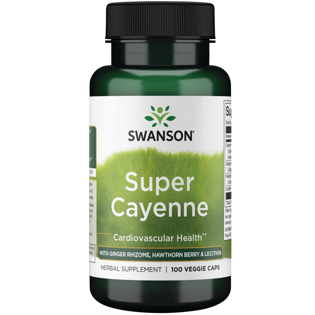 Swanson Super Cayenne 100 Veg Caps – Ginger, Hawthorn & Lecithin