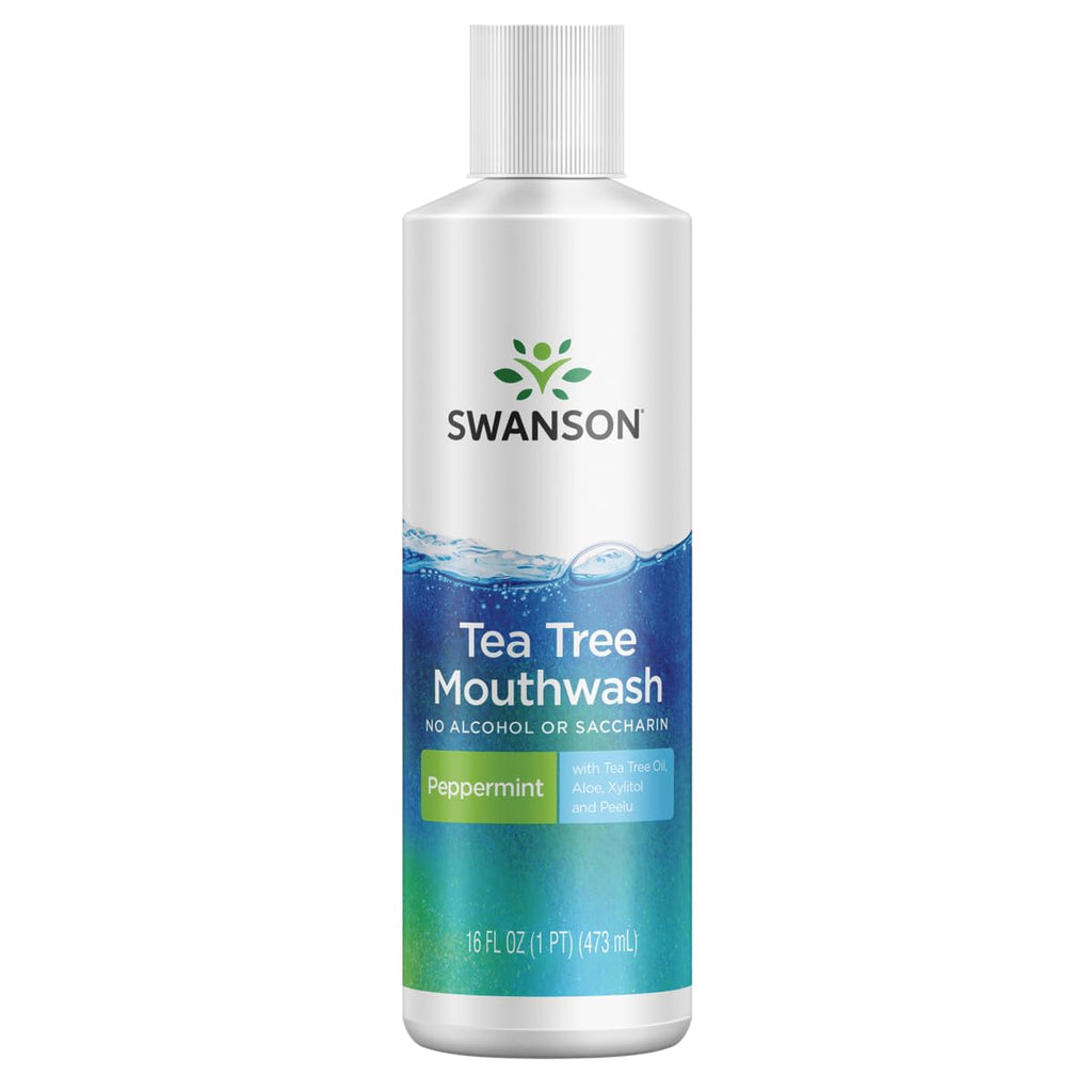 Swanson Tea Tree Mouthwash Peppermint – 16 fl oz Alcohol-Free