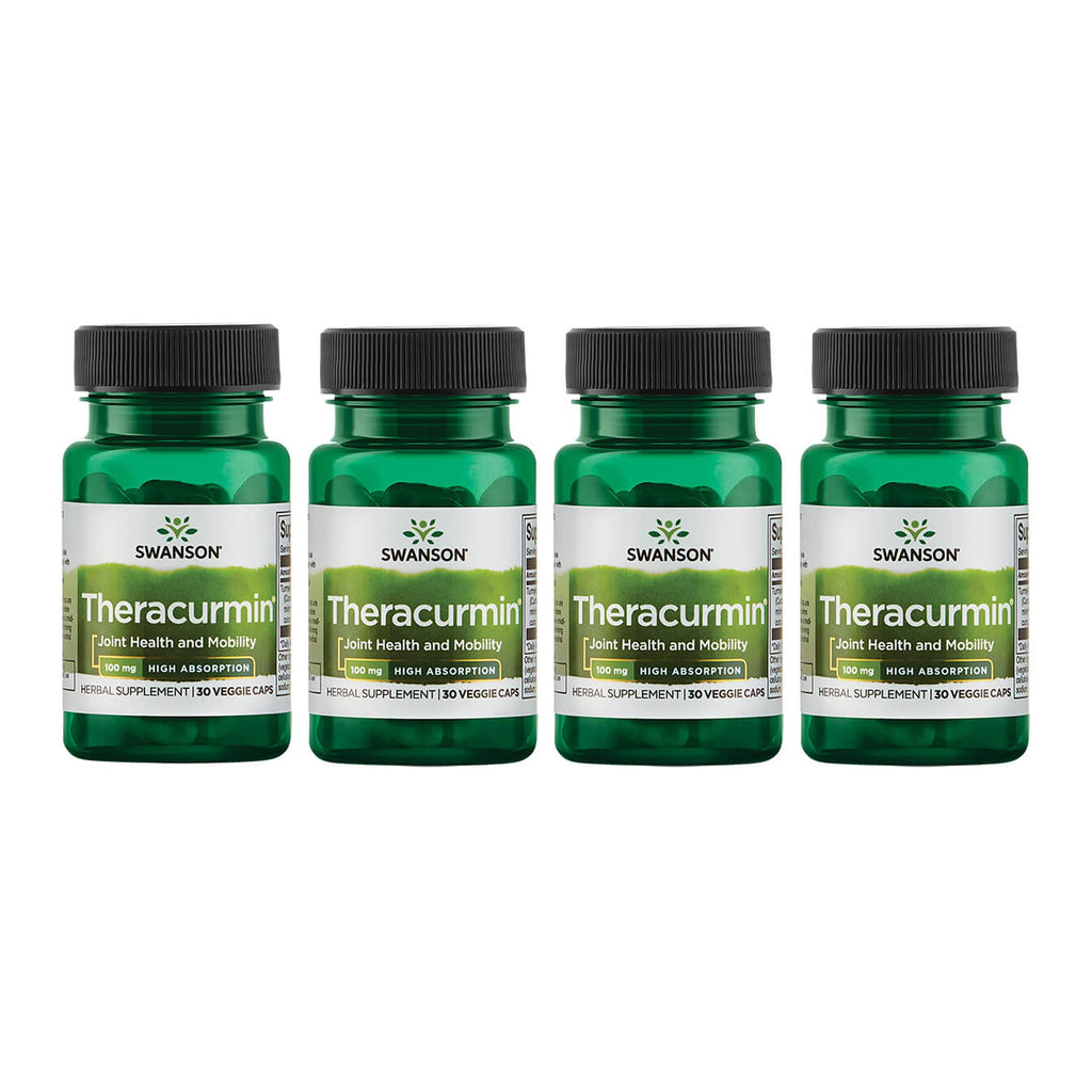 Swanson Theracurmin - Joint Health & Mobility Support, High Absorption Turmeric 100mg - 30 Capsules (4 Pack)