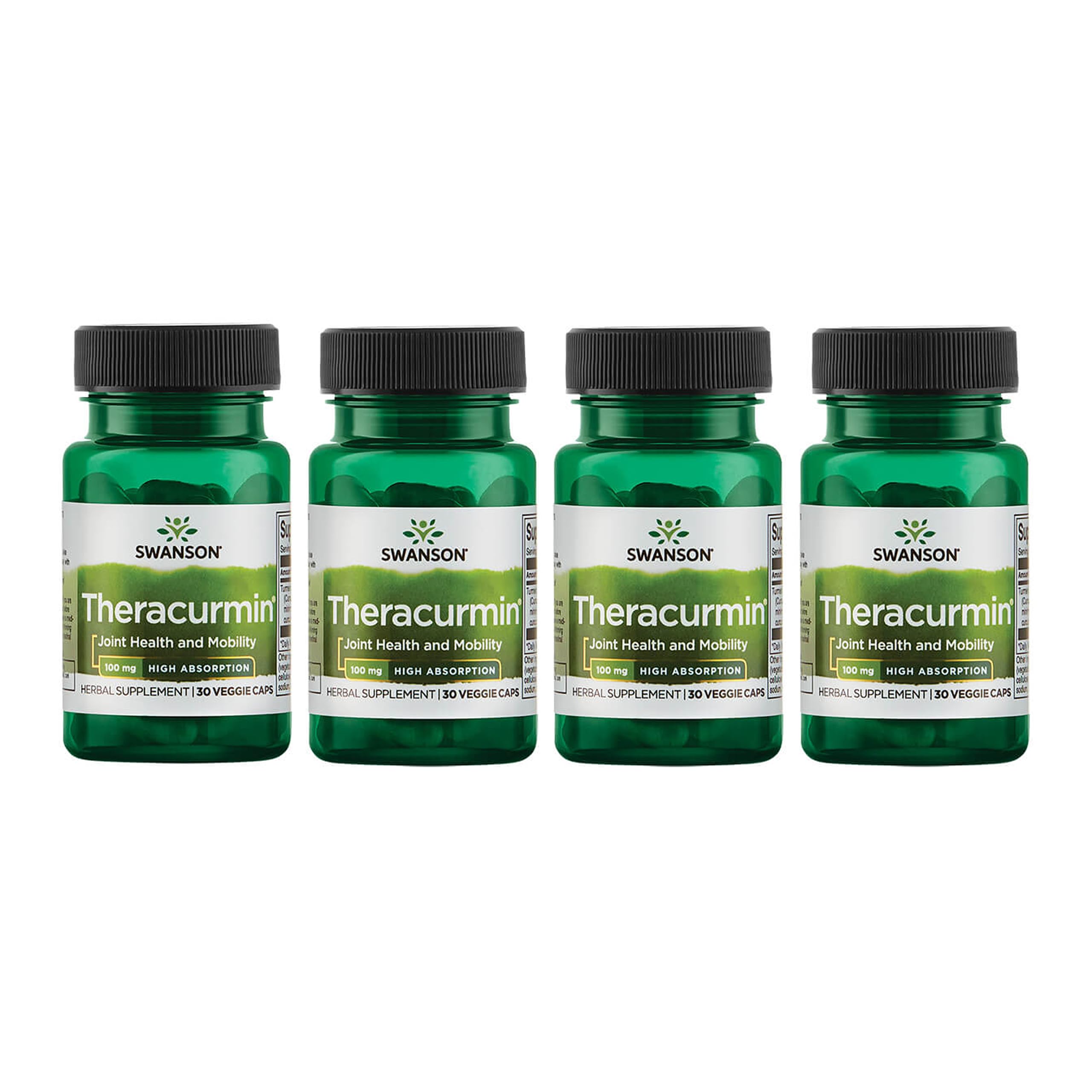 Swanson Theracurmin - Joint Health & Mobility Support, High Absorption Turmeric 100mg - 30 Capsules (4 Pack)