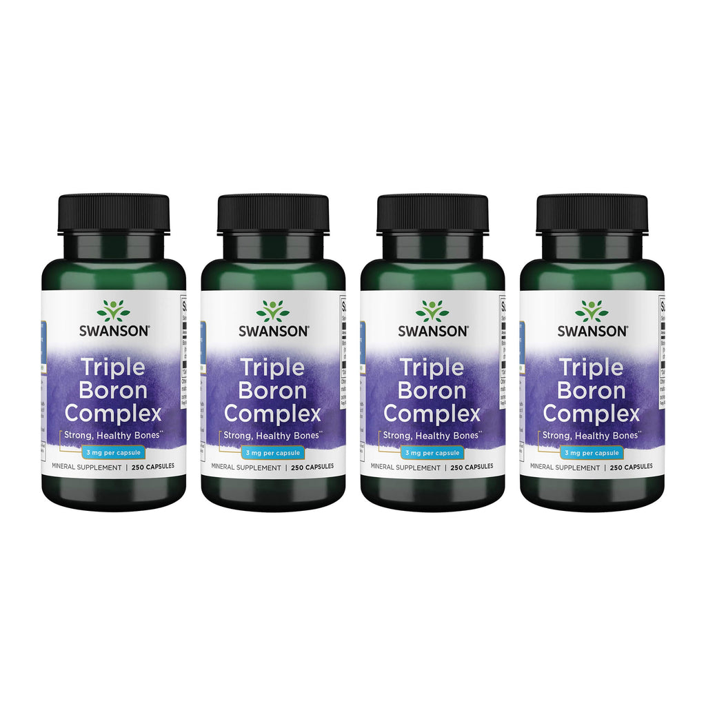 Swanson Triple Boron Complex - Natural Bone Health & Joint Support (250 Capsules) - 4 Pack