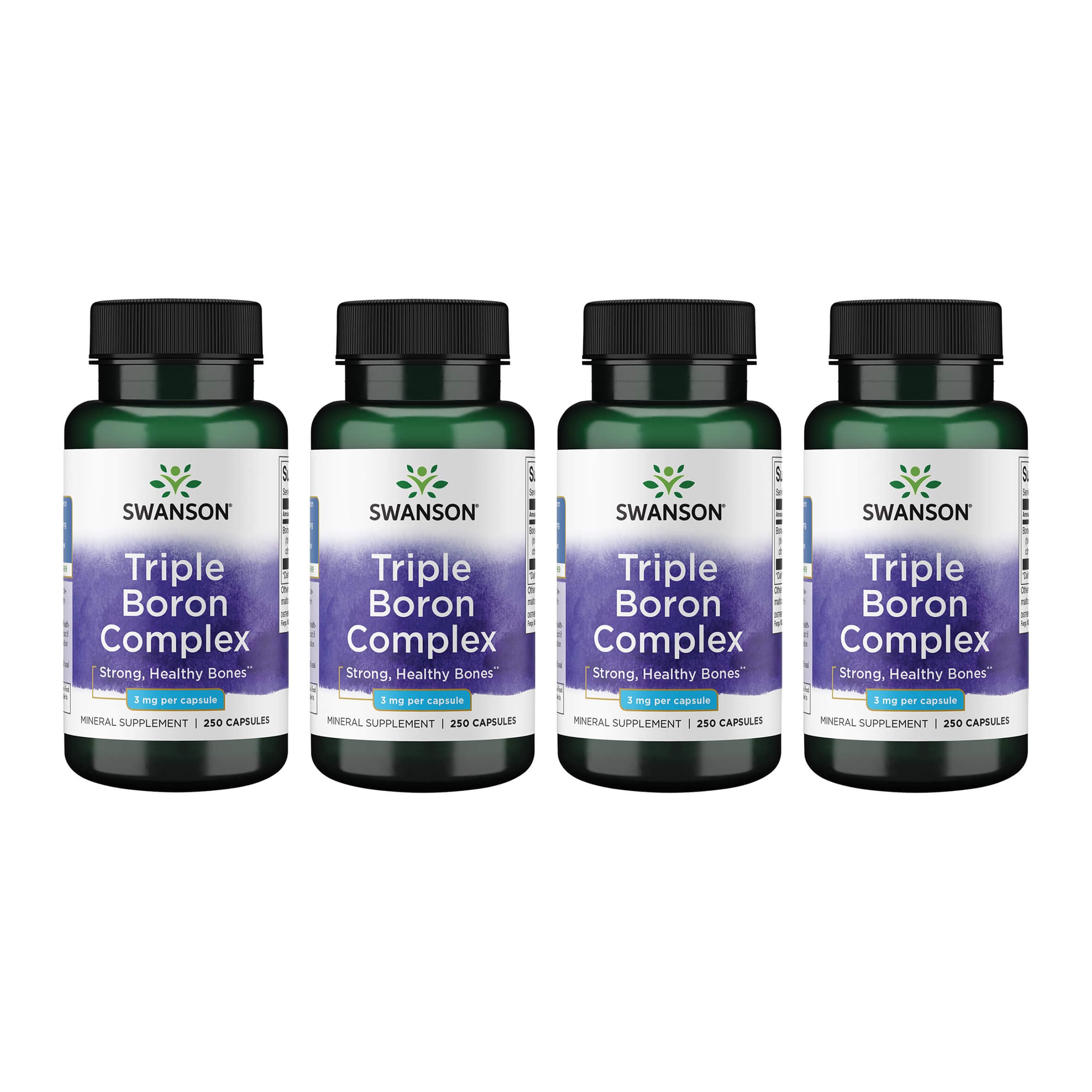 Swanson Triple Boron Complex - Natural Bone Health & Joint Support (250 Capsules) - 4 Pack