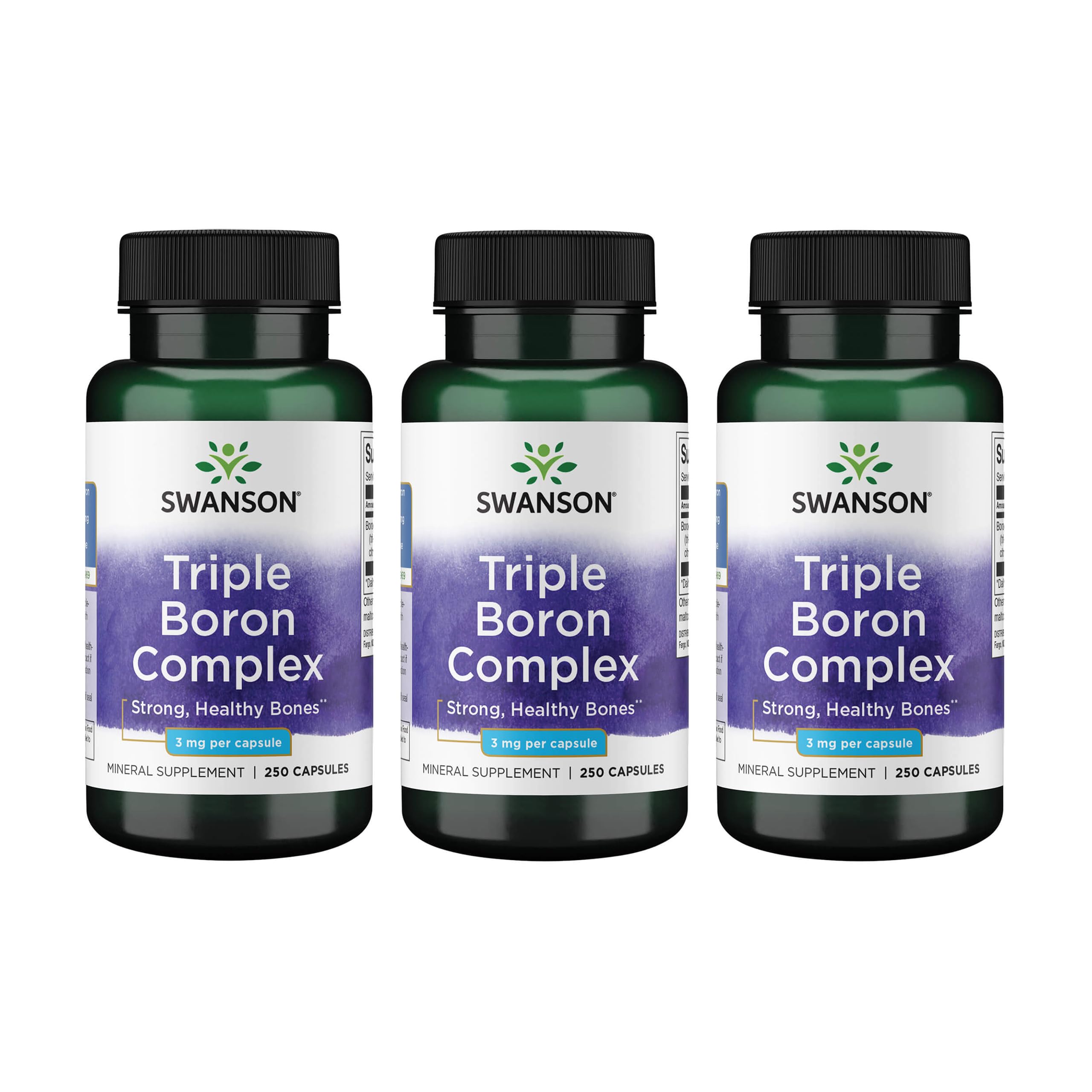 Swanson Triple Boron Complex – Natural Bone Health & Joint Support (250 Capsules) 3 Pack