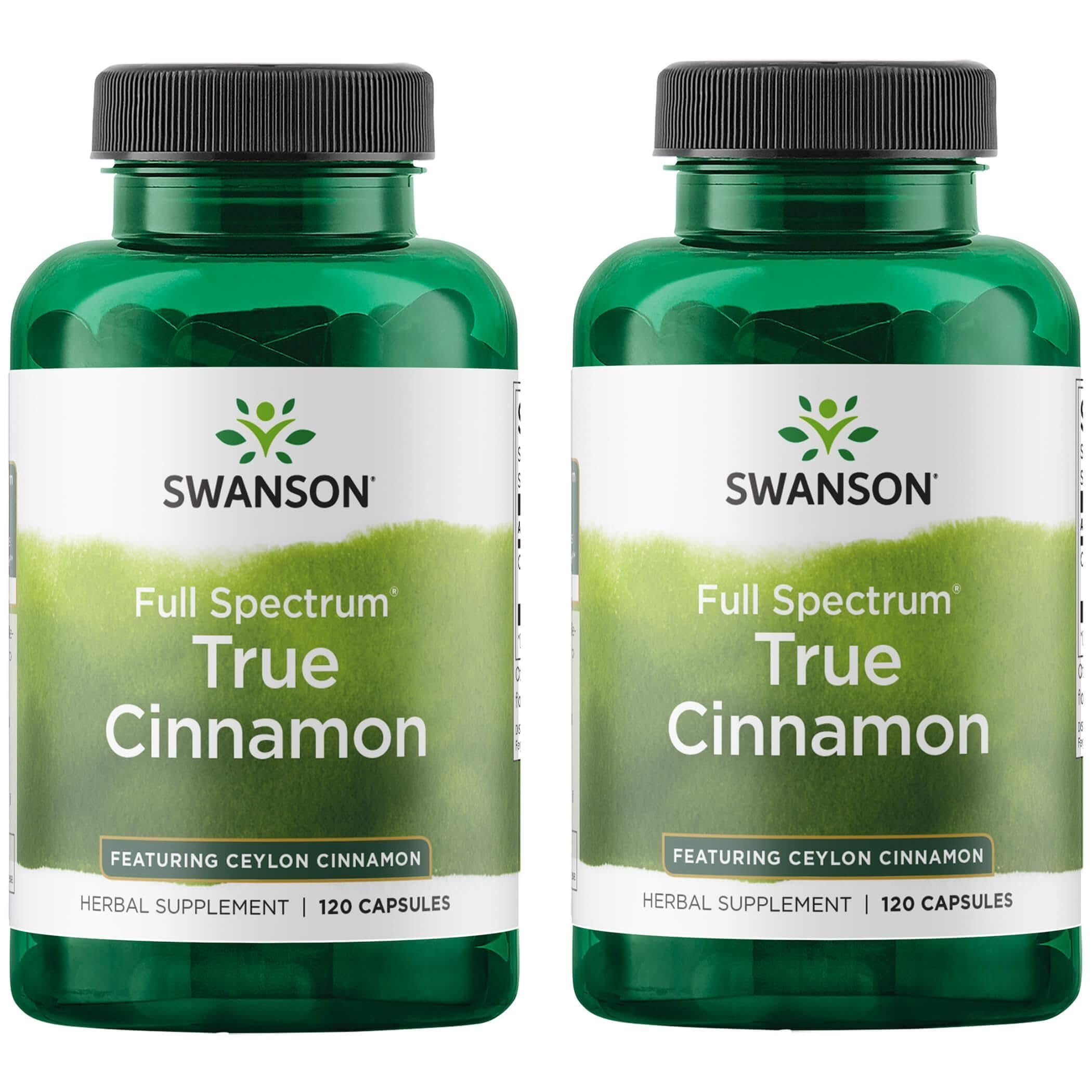 Swanson Full Spectrum True Cinnamon - Herbal Supplement (120 Capsules, 300mg Each) 2 Pack