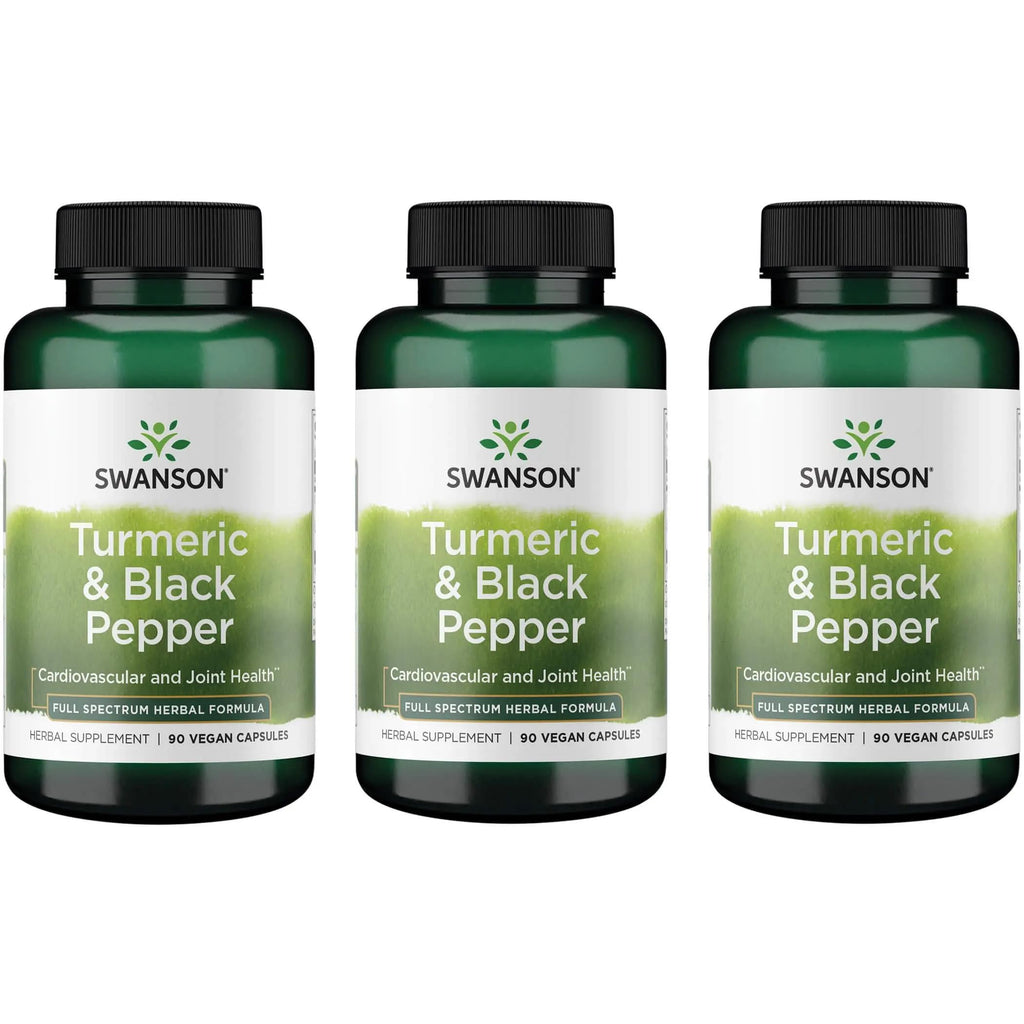 Swanson Premium Turmeric & Black Pepper - Antioxidant, Digestion & Joint Support - 90 Veg Caps (3 Pack)