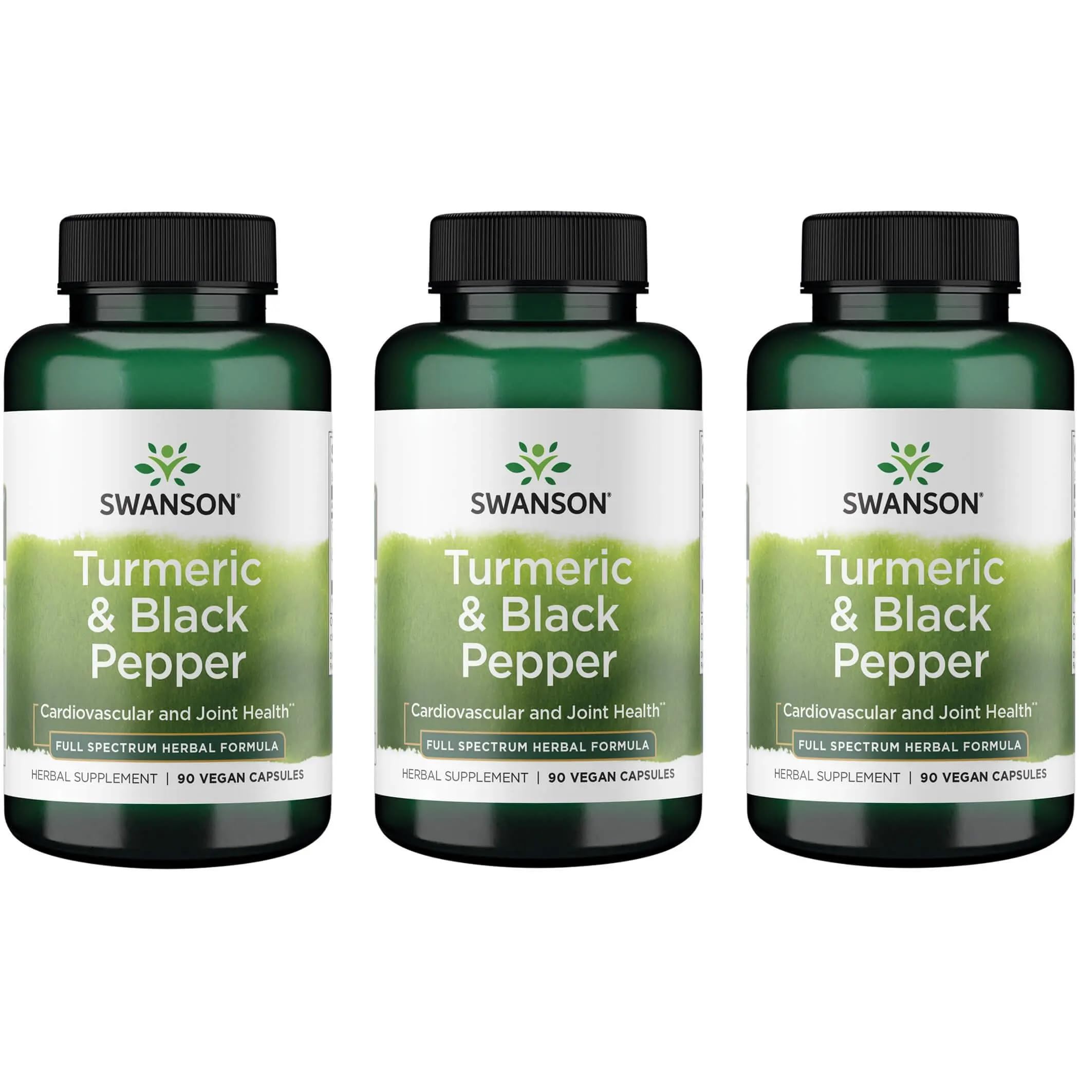 Swanson Premium Turmeric & Black Pepper - Antioxidant, Digestion & Joint Support - 90 Veg Caps (3 Pack)
