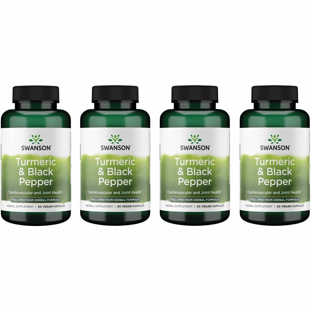 Swanson Premium Turmeric and Black Pepper – Antioxidant Support, Digestion & Joint Comfort – 90 Veg Caps (4 Pack)