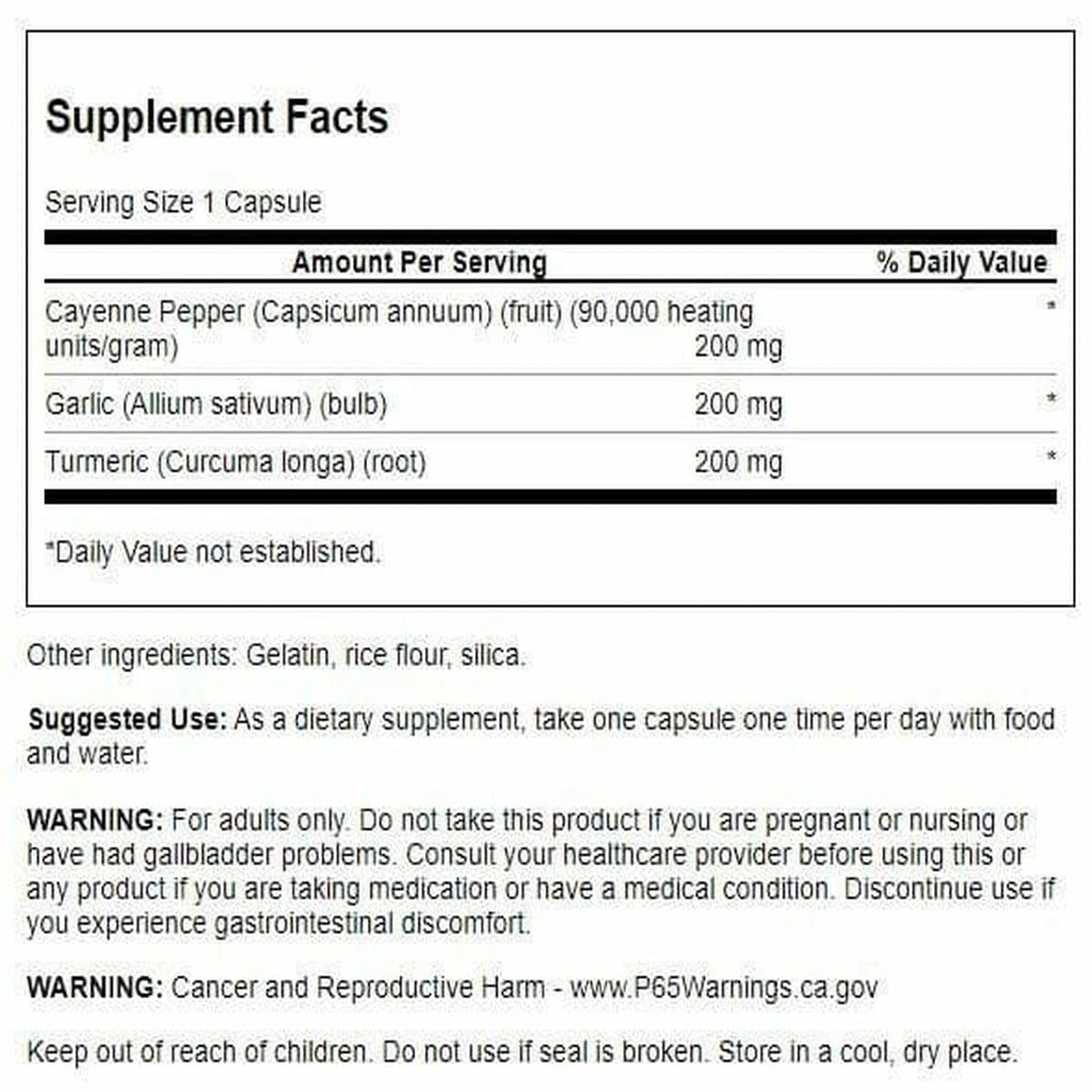 Swanson Full Spectrum Turmeric Garlic & Cayenne 60 Capsules | Cardiovascular Support