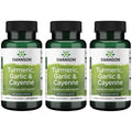 Swanson Full Spectrum Turmeric Garlic & Cayenne 60 Capsules (3 Pack) | Cardiovascular Support