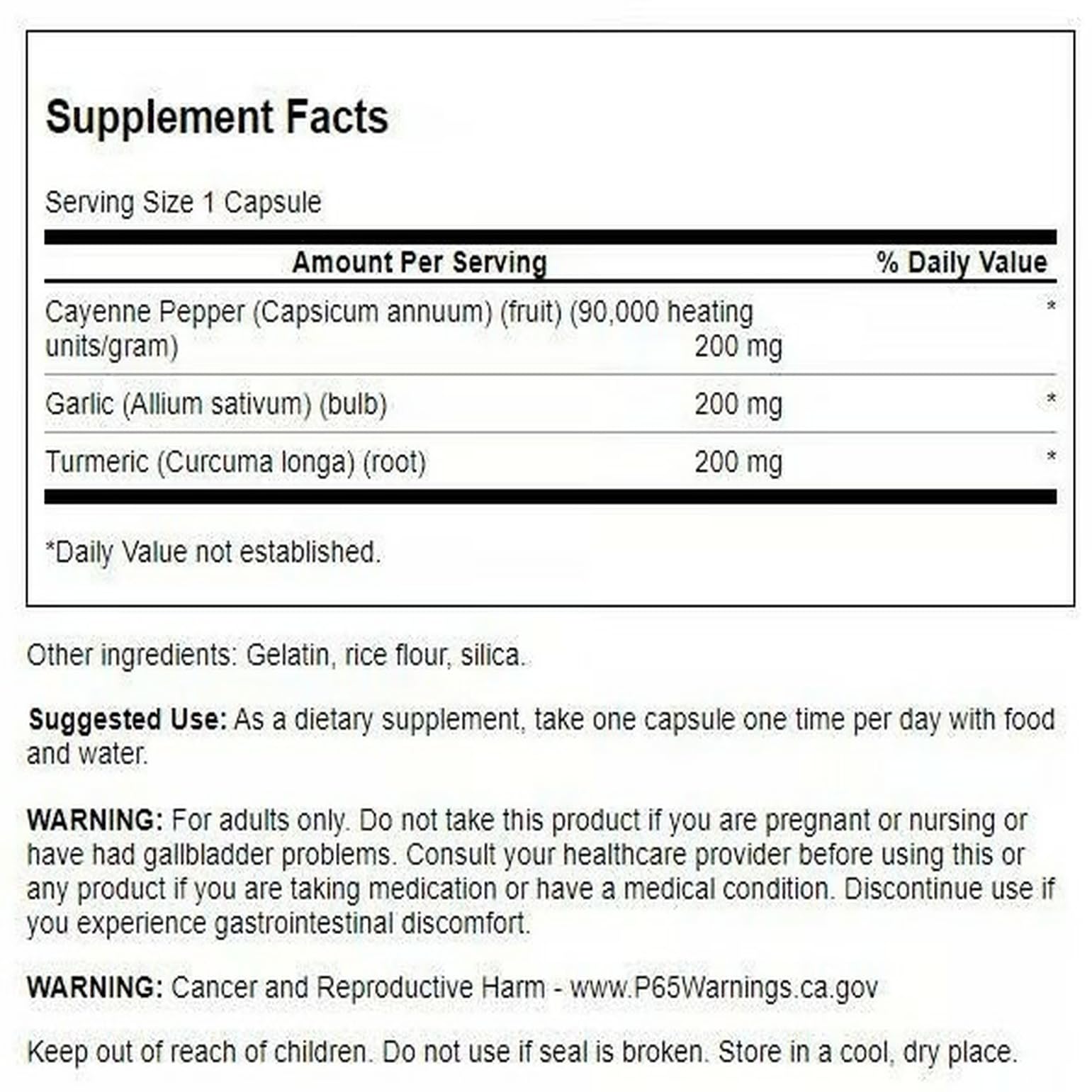 Swanson Full Spectrum Turmeric Garlic & Cayenne 60 Capsules (3 Pack) | Cardiovascular Support