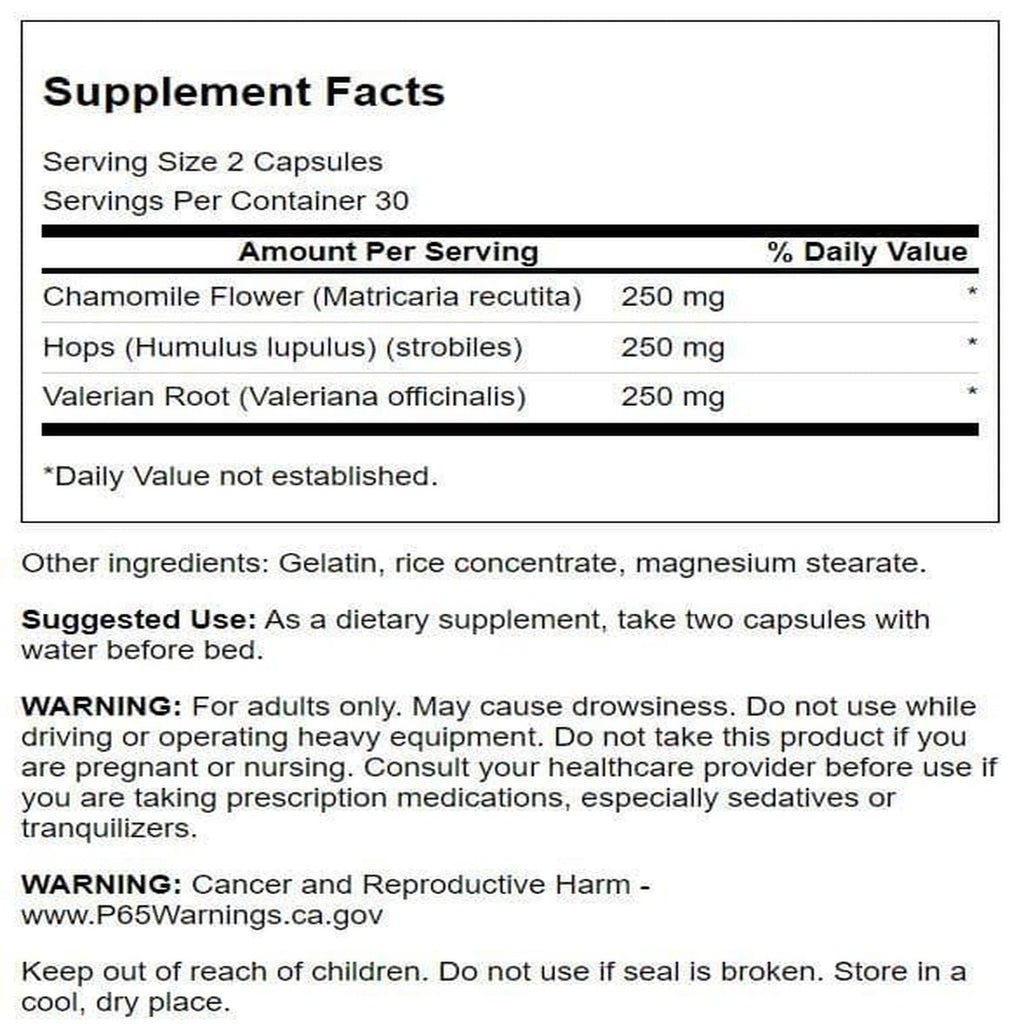 Swanson Valerian, Chamomile & Hops – Full Spectrum Relaxation Supplement (60 Capsules) 2 Pack