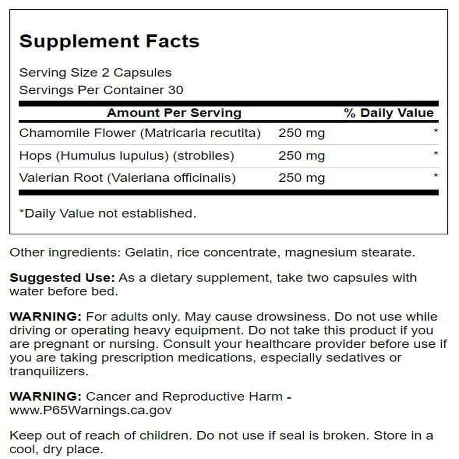 Swanson Valerian, Chamomile & Hops – Full Spectrum Relaxation Supplement (60 Capsules) 2 Pack