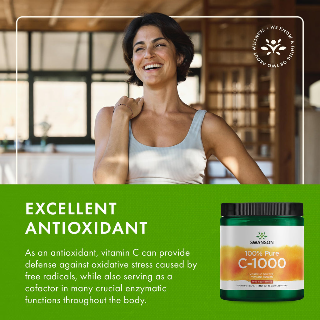 Swanson Vitamin C Powder 1000 mg | Immune Support & Skin Health