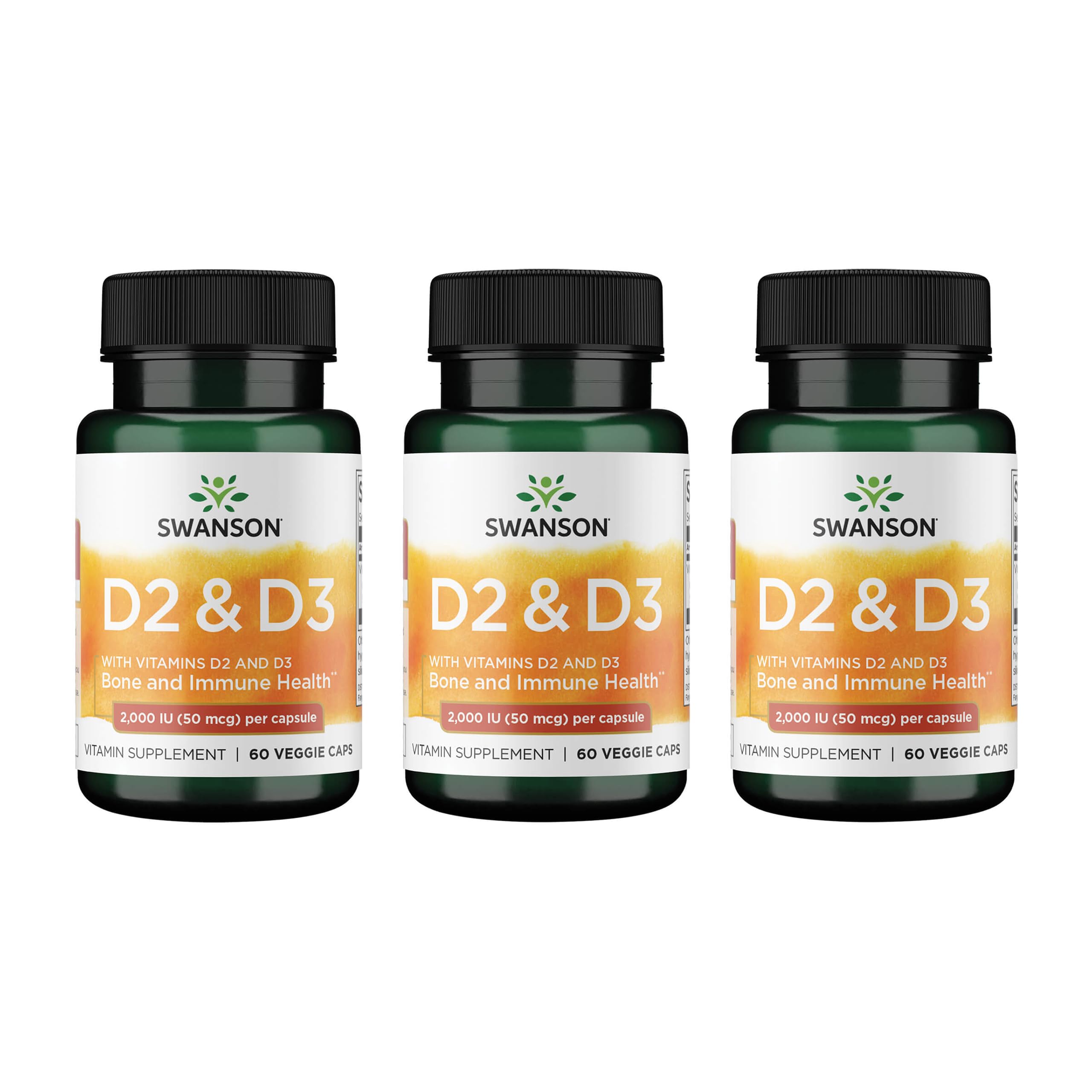 Swanson Vitamin D Complex with D2 & D3 - 50 mcg, 60 Veggie Caps