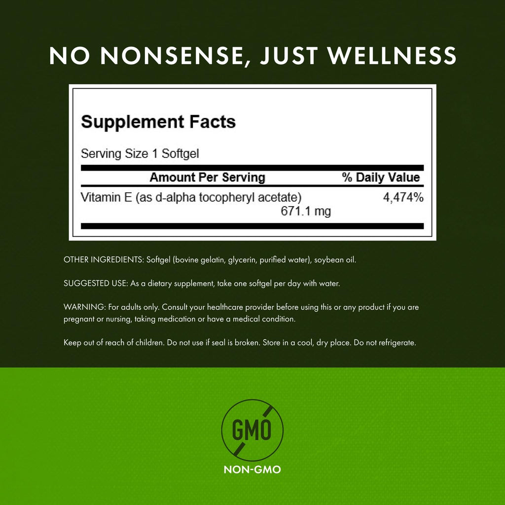 Swanson Natural Vitamin E 1000 IU (671.10 mg) 250 Sgels – 2 Pack