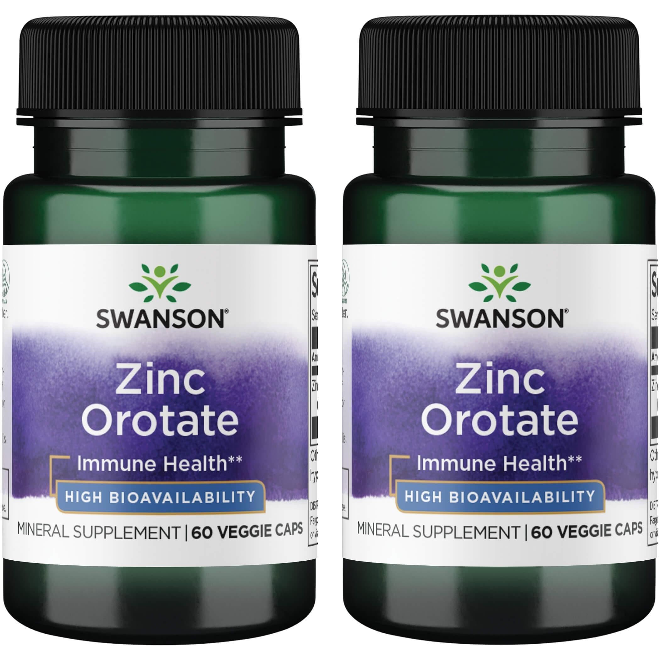 Swanson Zinc Orotate 10 Milligrams Elemental Zinc - 60 Veg Capsules (2 Pack)