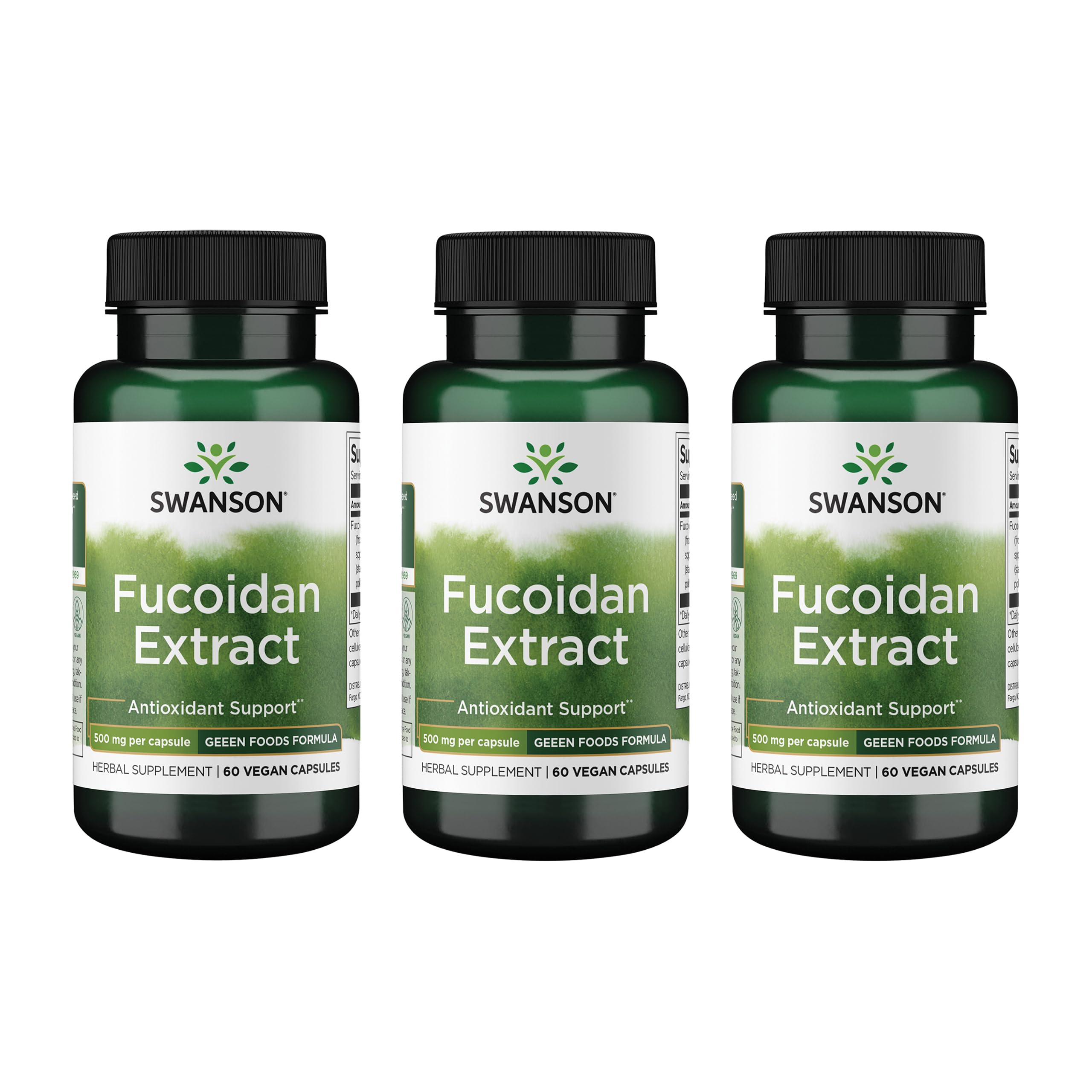Swanson Fucoidan Extract 500mg - Immune Support - 60 Veggie Capsules - 3 Pack