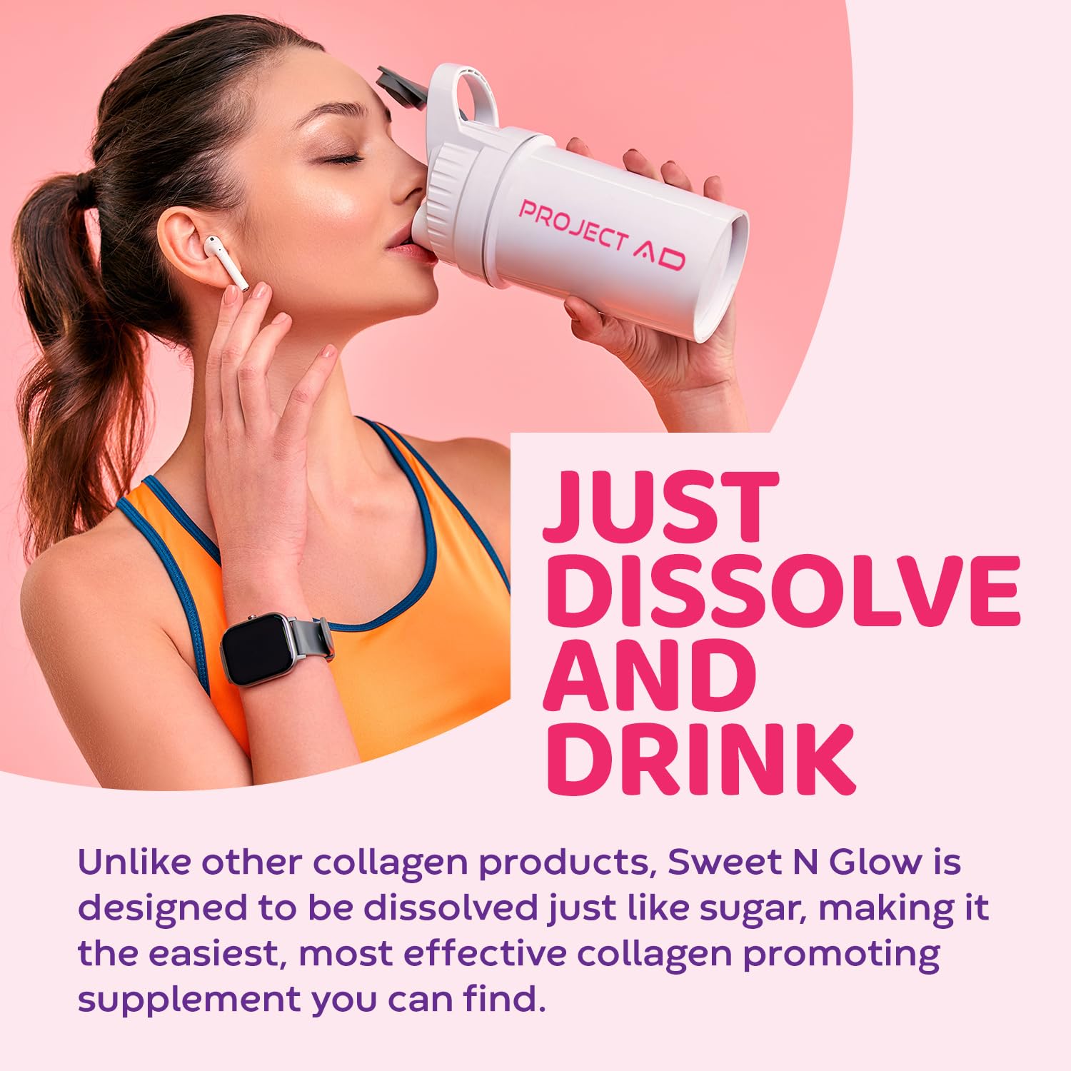 Sweet'N Glow Zero Calorie Sugar Free Collagen Booster – 30 Servings (Unflavored)