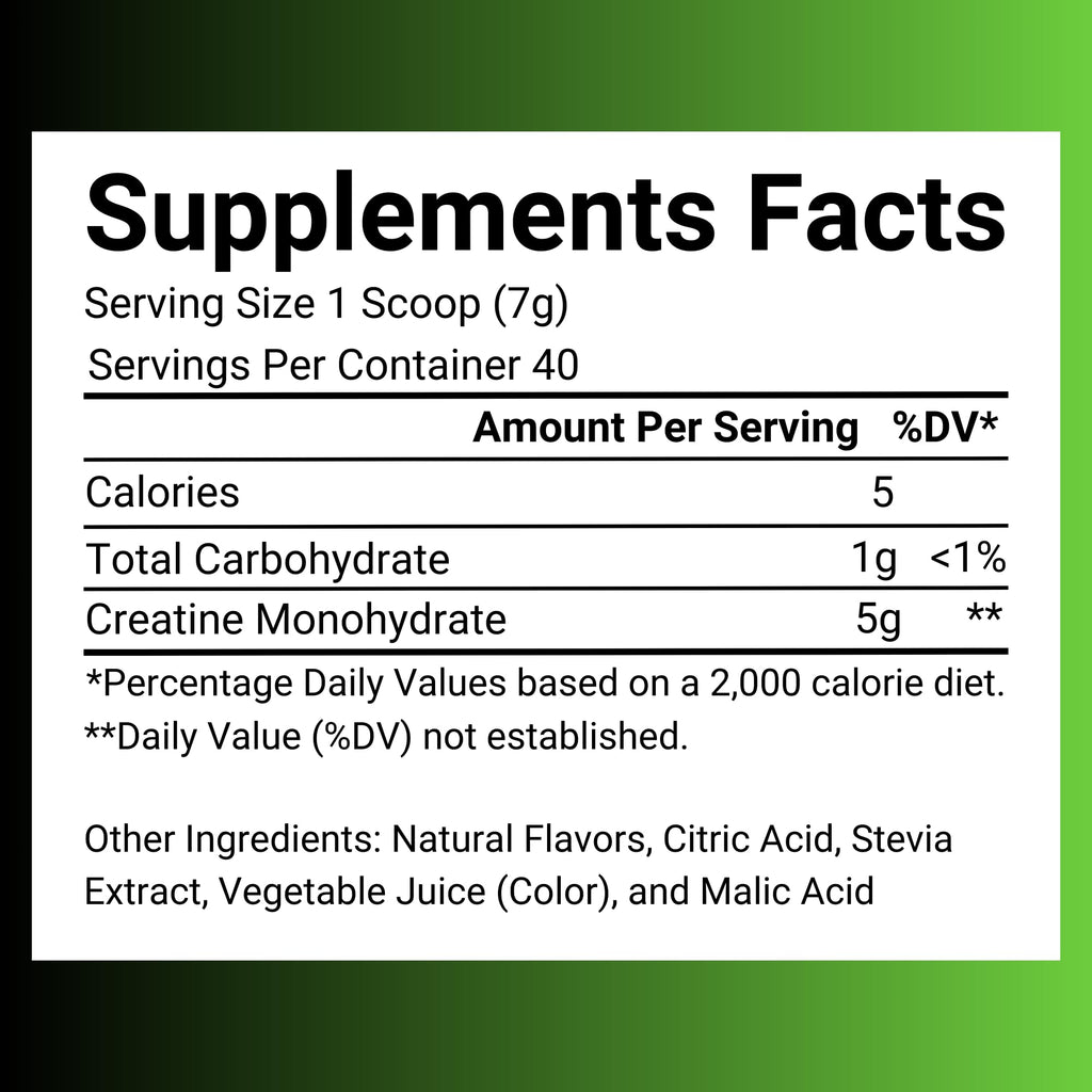 SweetCre Creatine Monohydrate - 5g Powder - Fruit Punch Flavor - 10oz (40 Servings) - GMP-Certified
