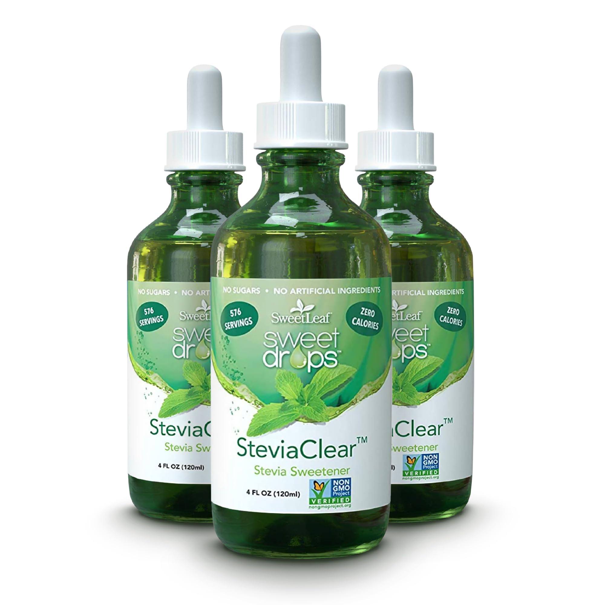 SweetLeaf SteviaClear Sweet Drops – Zero-Calorie Liquid Stevia, No Bitter Aftertaste, Pack of 3 (4 oz each)