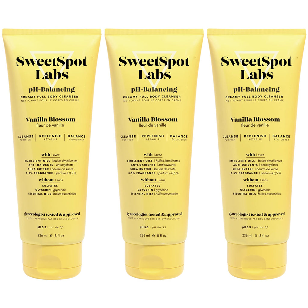 SweetSpot Labs pH Balanced Wash - Vanilla Blossom Scent, 8 oz (Pack of 3) | Sulfate Free