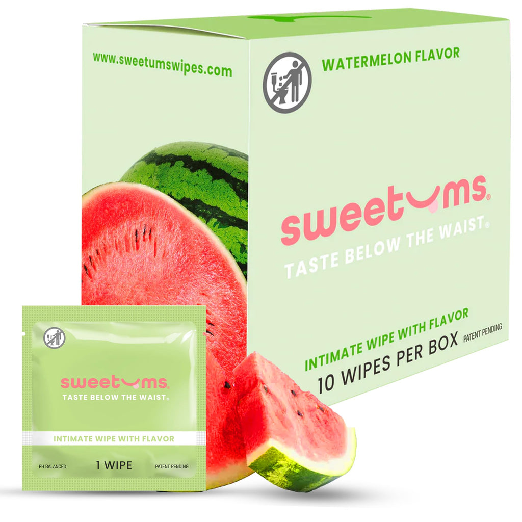 Sweetums Watermelon Flavored Feminine Wipes – pH Balanced, Individually Wrapped (10 Pack)