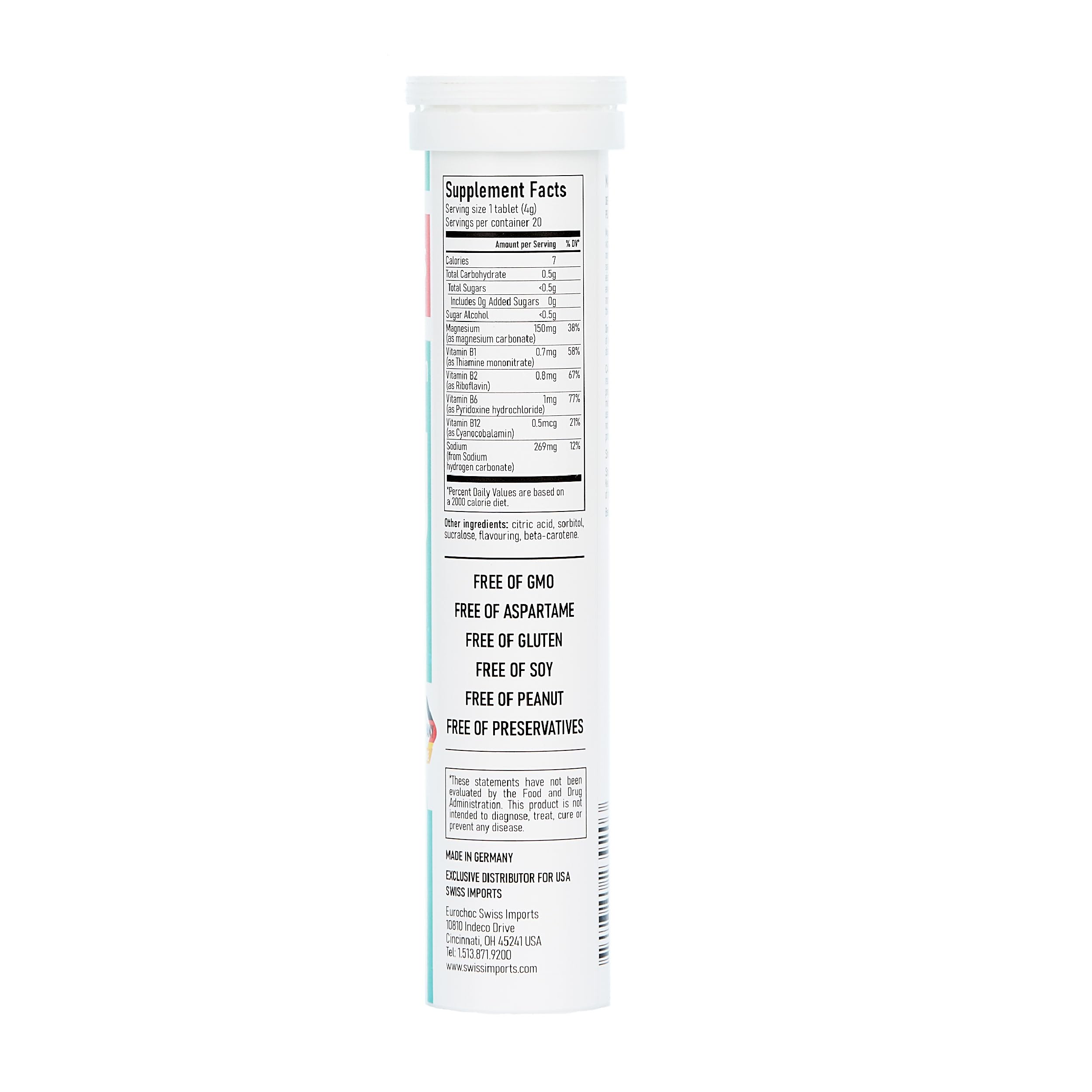 Swiss Imports Effervescent Magnesium + B Complex - 20 Tablets