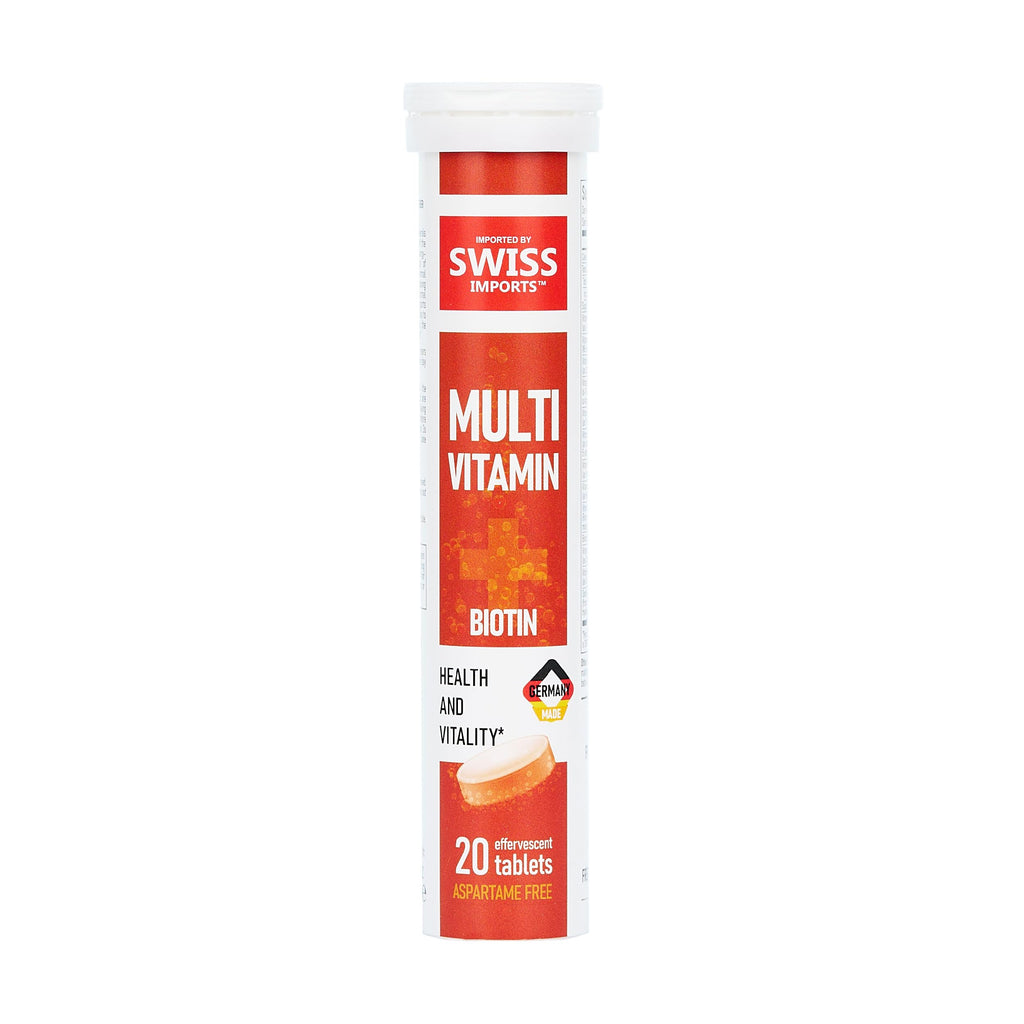 Swiss Imports Effervescent Multivitamins + Biotin – Wellness & Vitality, 12-Pack, 240 Tablets