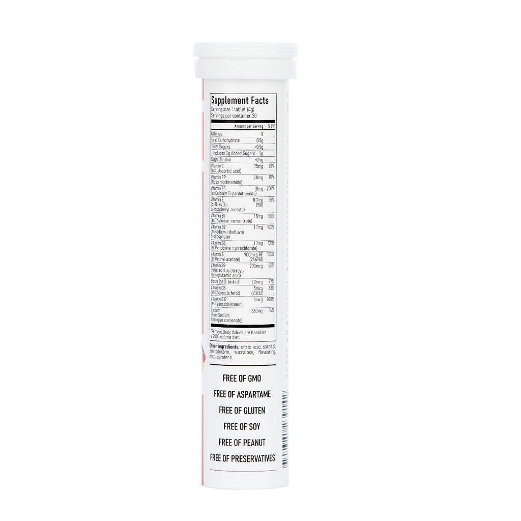 Swiss Imports Effervescent Multivitamins + Biotin – Wellness & Vitality, 12-Pack, 240 Tablets
