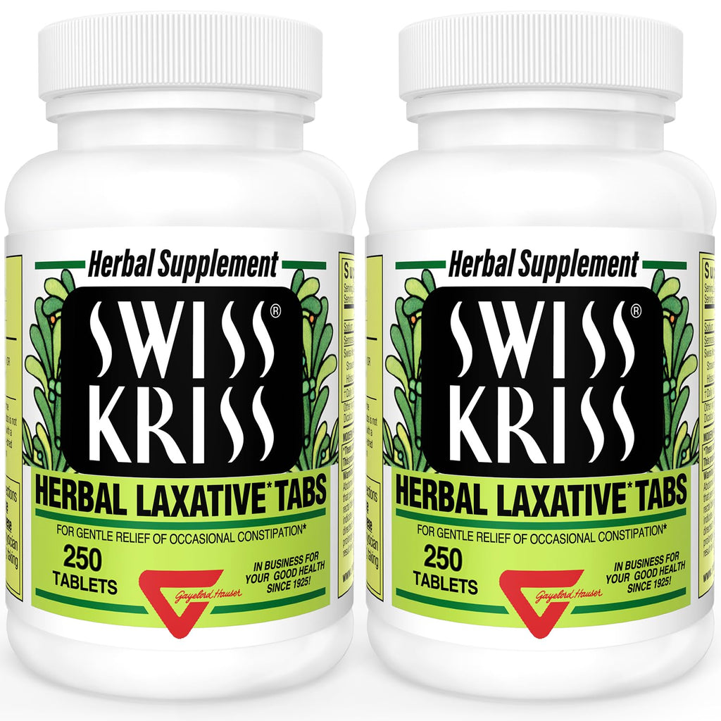Swiss Kriss Herbal Laxative Tablets | Natural Constipation Support | Senna | Pack of 2