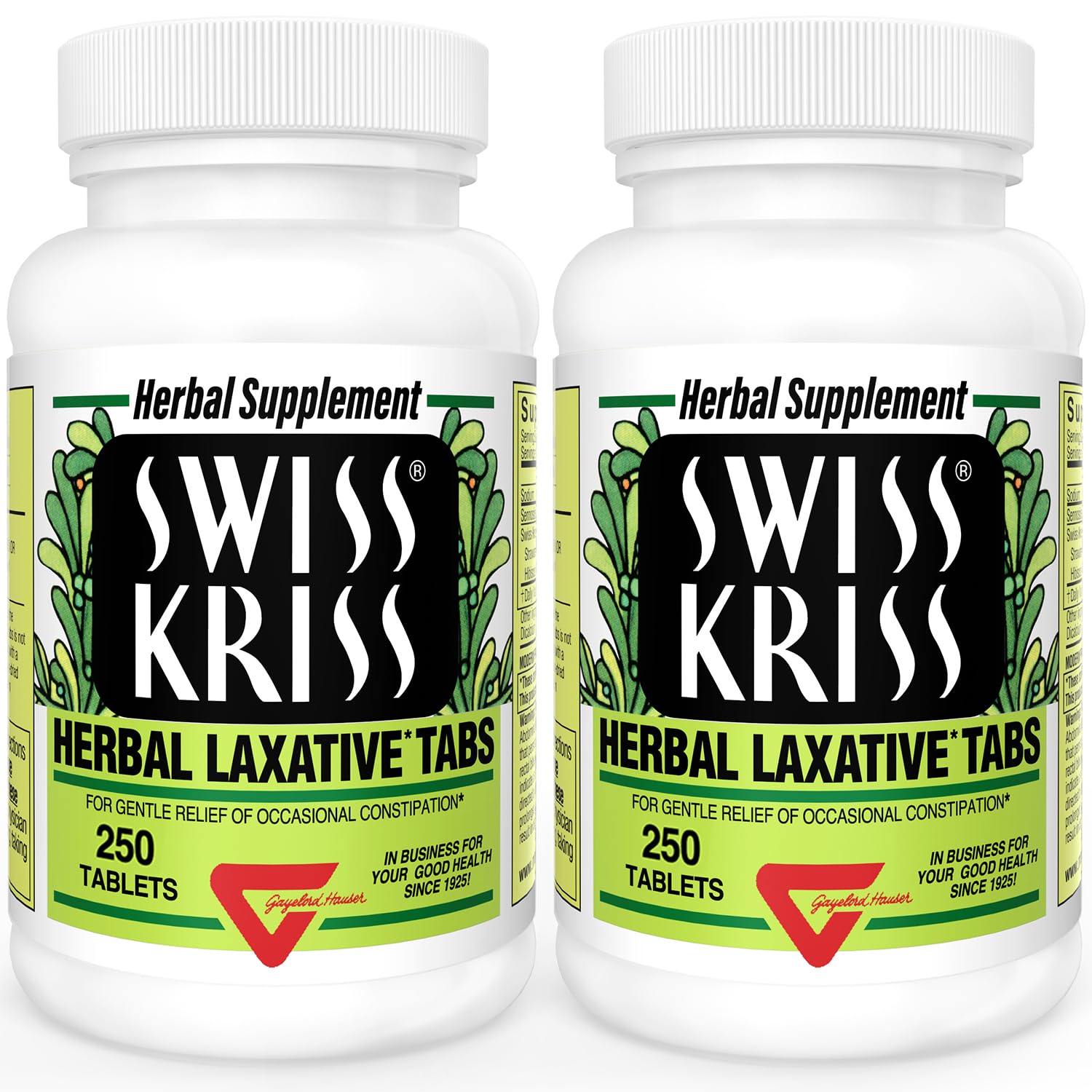 Swiss Kriss Herbal Laxative Tablets | Natural Constipation Support | Senna | Pack of 2