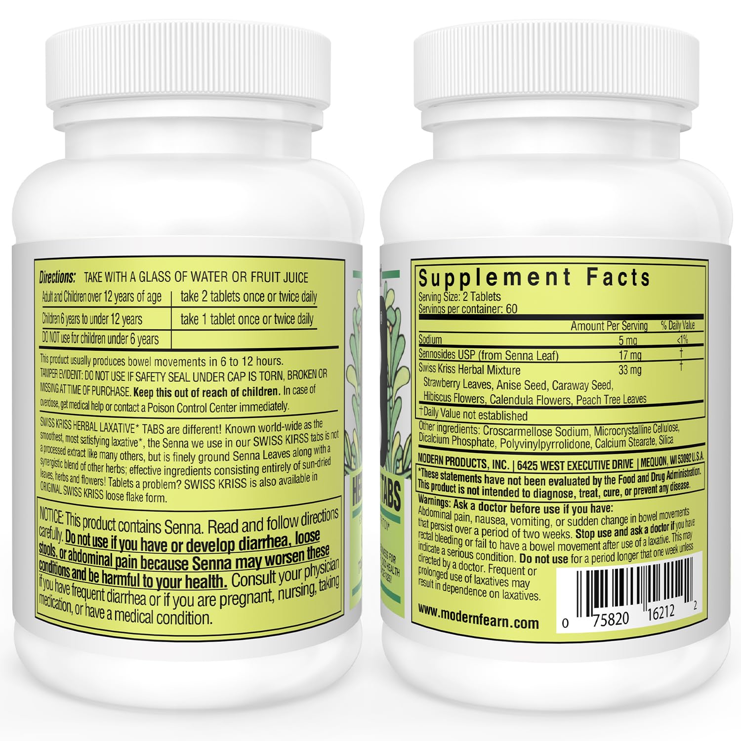 Swiss Kriss Herbal Laxatives Tablets – Gentle, Natural Relief for Adults & Kids 6+ | 120 Tablets