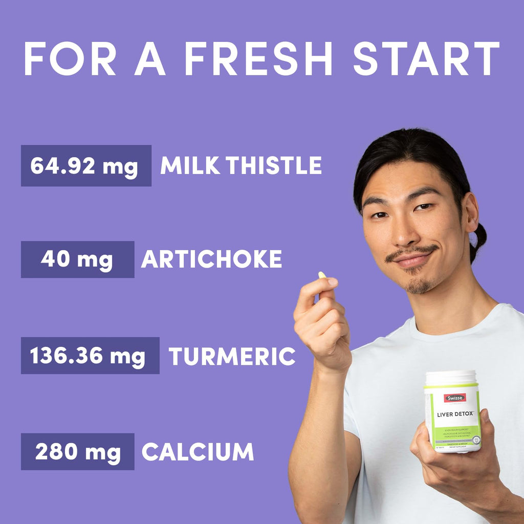 Swisse Milk Thistle Liver Cleanse & Detox | Liver Support | Turmeric & Artichoke Extract | 180 Pills