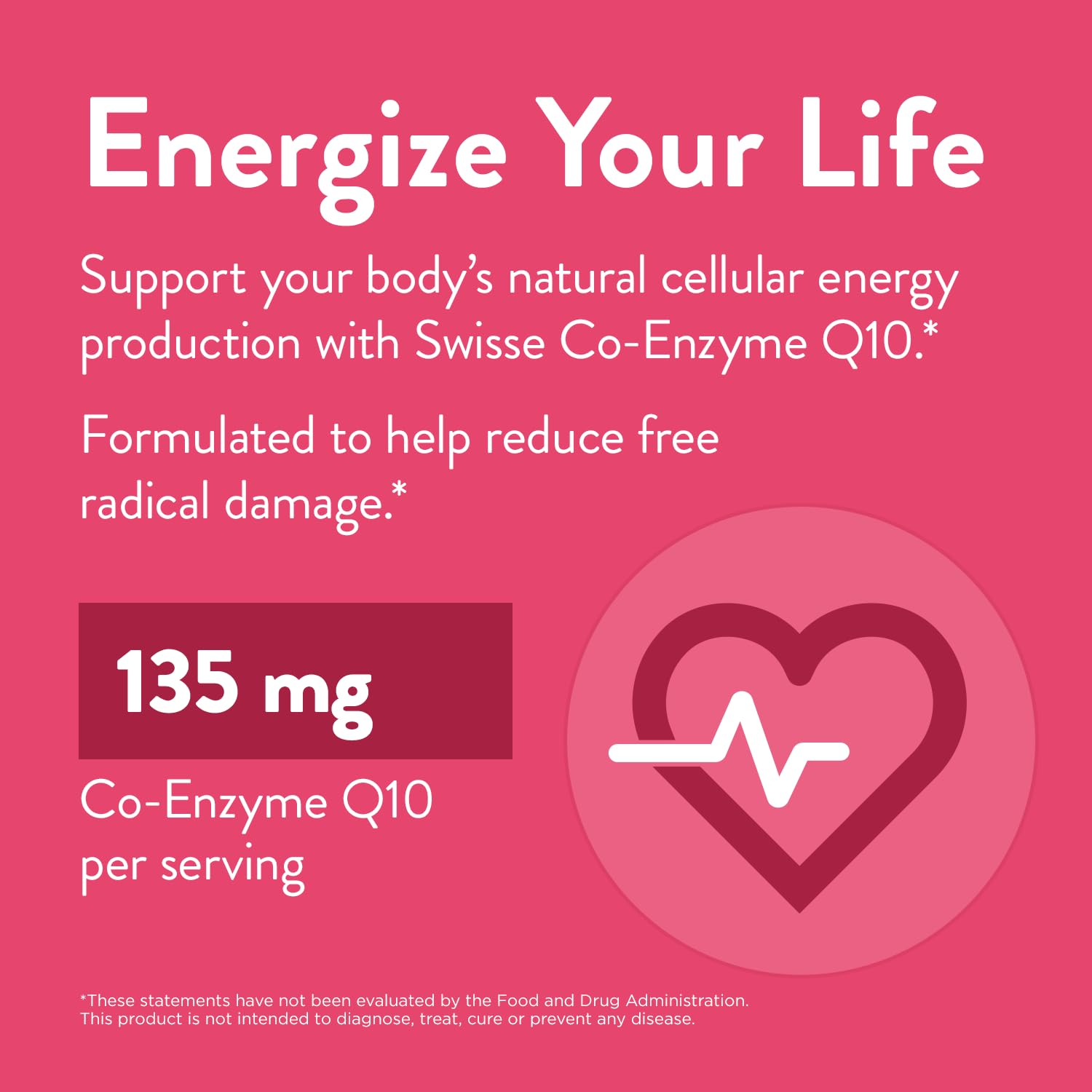 Swisse CoQ10 Supplement | Co-Enzyme Q10 135mg | 180 Softgels | Heart Health & Energy