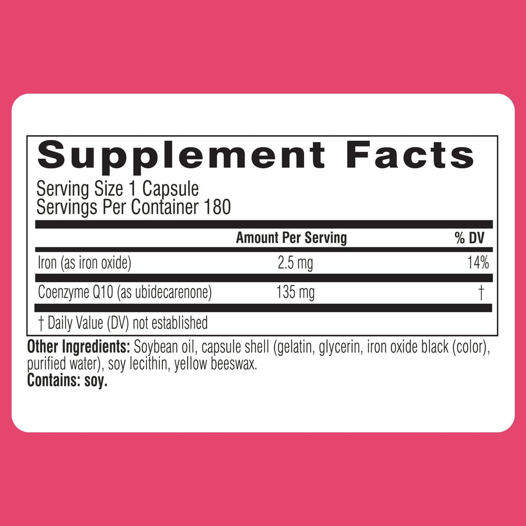 Swisse CoQ10 Supplement | Co-Enzyme Q10 135mg | 180 Softgels | Heart Health & Energy