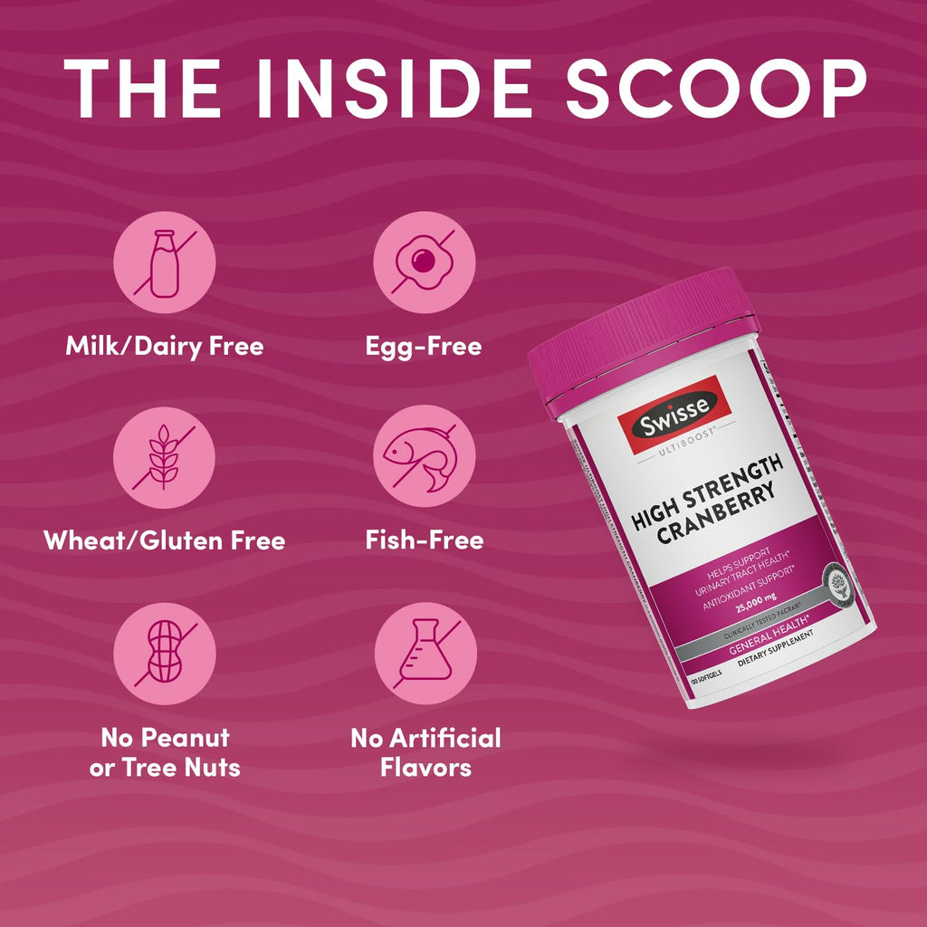 Swisse Cranberry Pills for Women & Men | PACran Cranberry Extract Supplement 25000mg | Urinary Tract Health Support for UTI * | Bladder & Kidney Support * | 100 Softgel Capsules