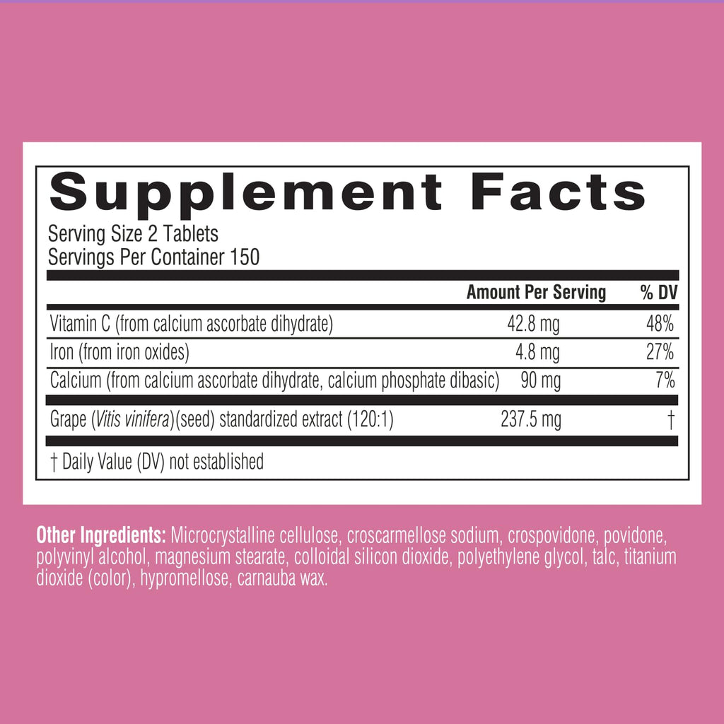 Swisse Grape Seed Extract Capsules – Antioxidant Herbal Supplement with Grapeseed Polyphenols & Vitamin C | Skin Health & Collagen Support | 300 Tablets