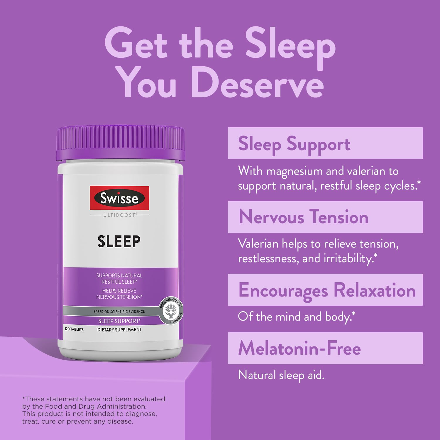 Swisse Sleep Valerian Root Capsules | Melatonin Free Sleep Support | 120 Tablets