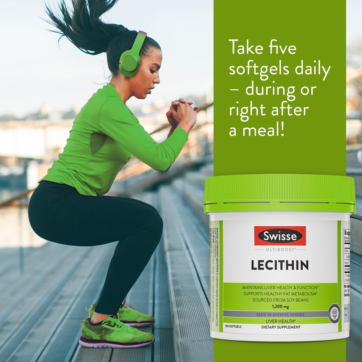 Swisse Soy Lecithin 1200mg Softgels - Liver Health & Fat Metabolism - 180 Softgels