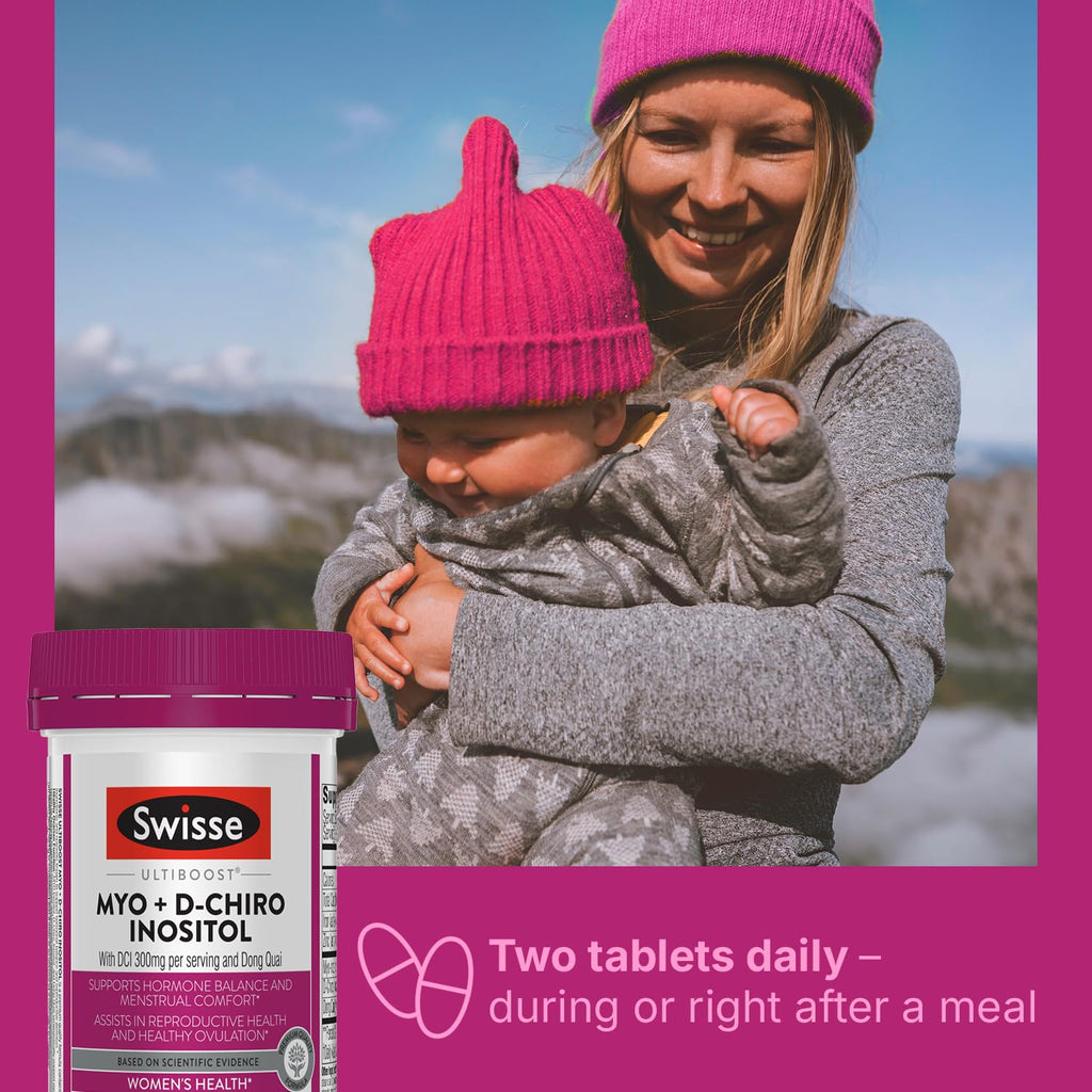 Swisse Ultiboost Myo-Inositol & D-Chiro Inositol – Hormonal Balance & Ovarian Health | 1100mg / 300mg DCI | 30 Tablets