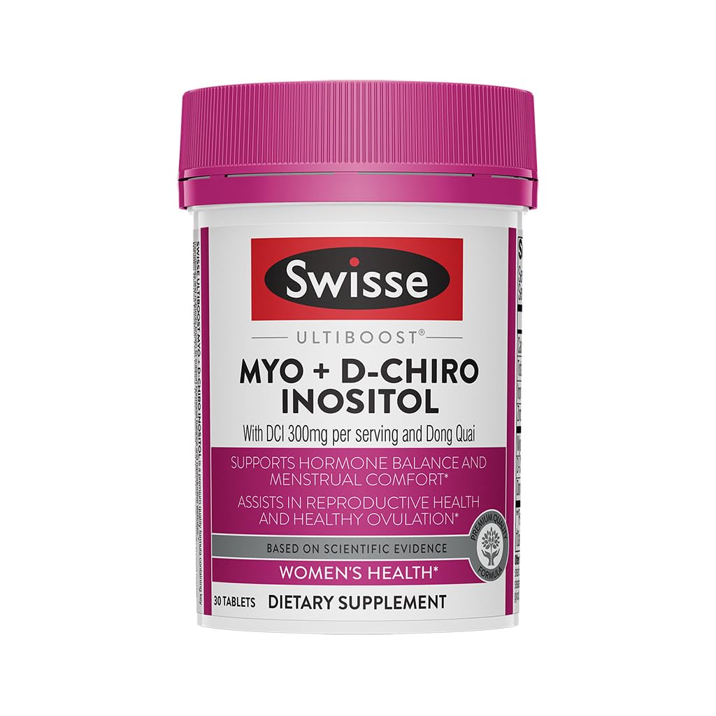 Swisse Ultiboost Myo-Inositol & D-Chiro Inositol – Hormonal Balance & Ovarian Health | 1100mg / 300mg DCI | 30 Tablets