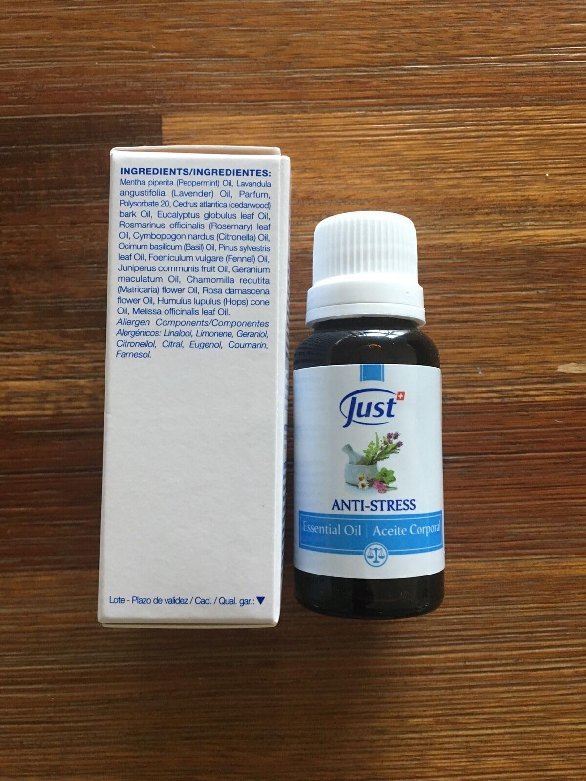 SwissJust Stress Relief Essential Oil 20ml – 15-Oil Anti-Stress Blend with Basil & Lavender