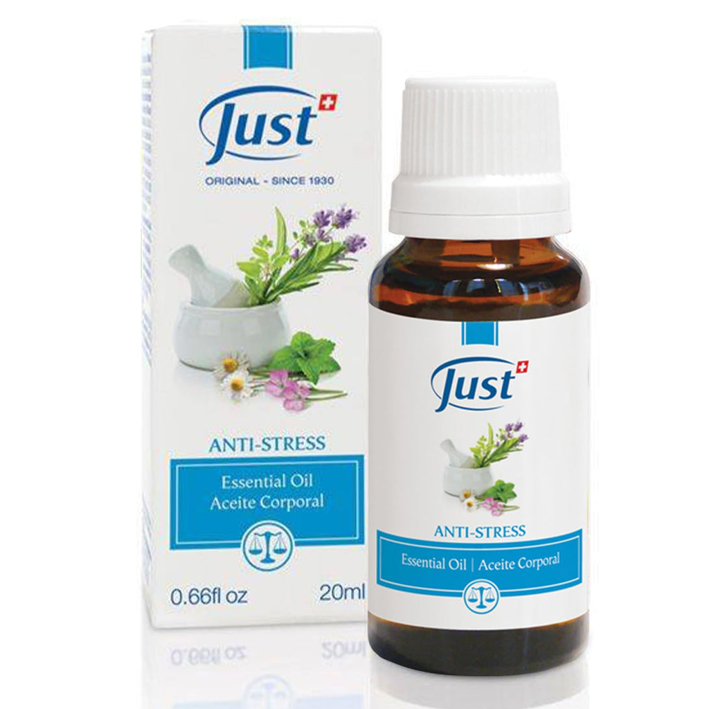 SwissJust Stress Relief Essential Oil 20ml – 15-Oil Anti-Stress Blend with Basil & Lavender