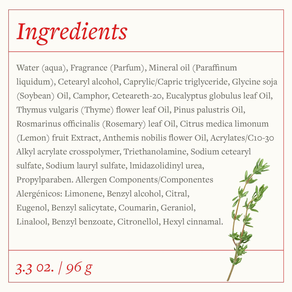 SwissJust Thyme Cream 96g – Massage Cream with Camphor & Essential Oils