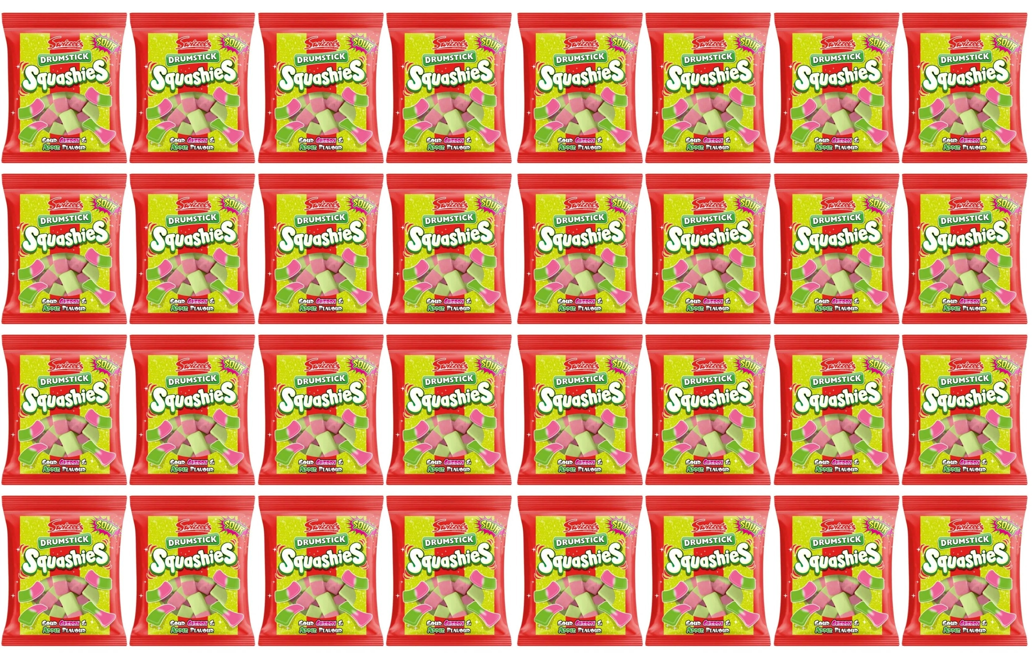 32 x Swizzels Squashies Drumstick Sour Cherry & Apple Flavour 120G