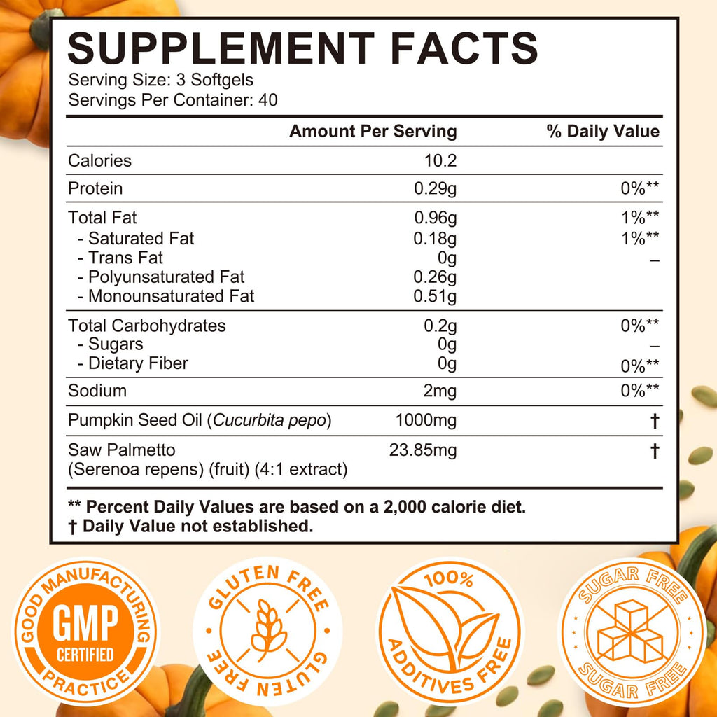 SXOSXO Pumpkin Seed Oil Capsules 1000mg with Saw Palmetto | Hair, Bladder & Prostate Support