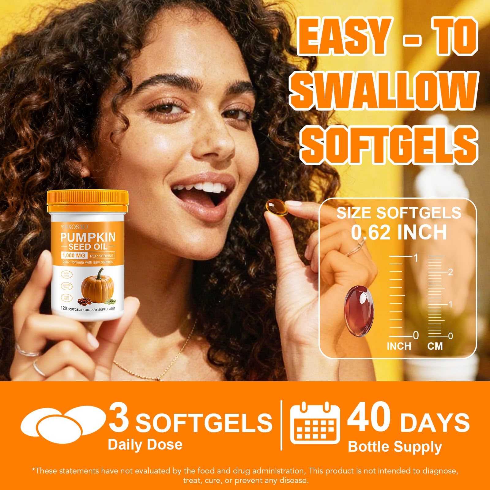 SXOSXO Pumpkin Seed Oil Capsules 1000mg with Saw Palmetto | Hair, Bladder & Prostate Support