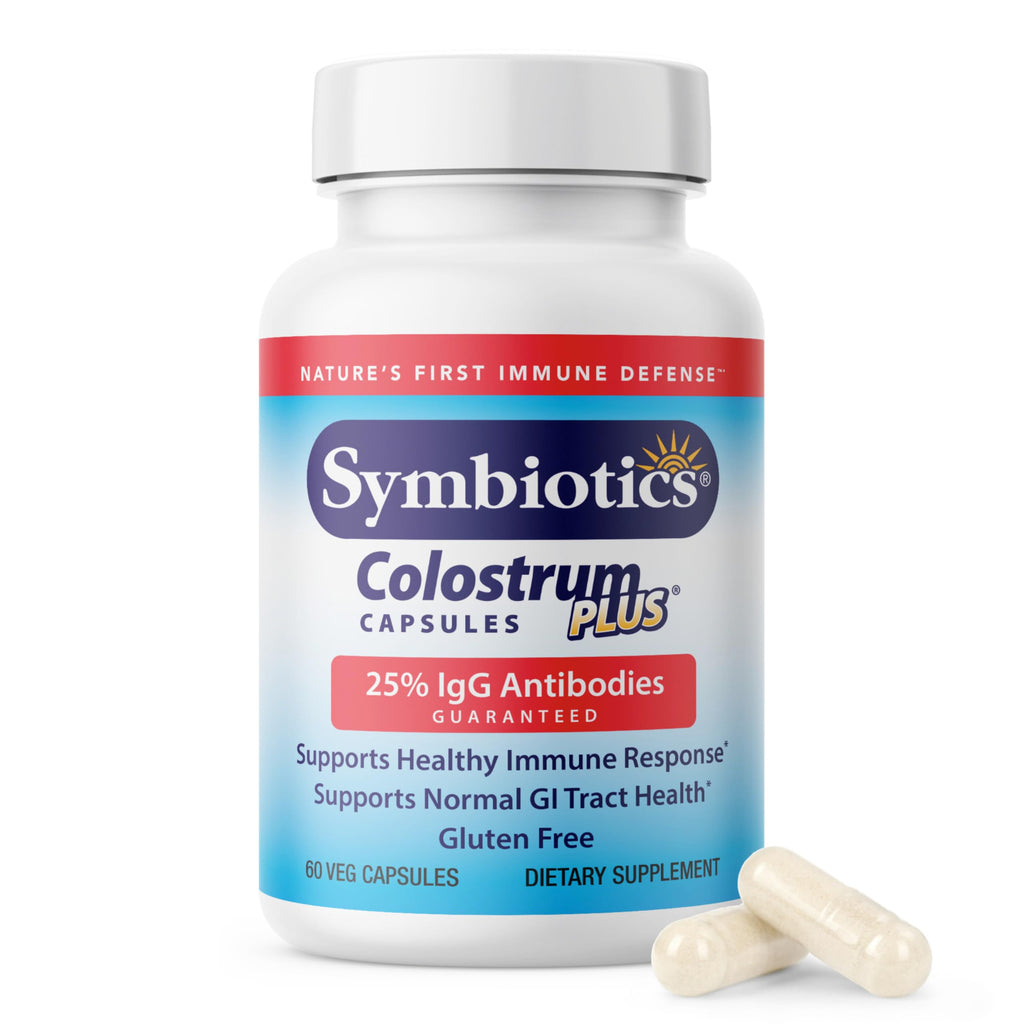 Symbiotics Colostrum 60ct Vegetable Capsules | Immunity Support | Lactoferrin & IgG 25% | Gluten Free